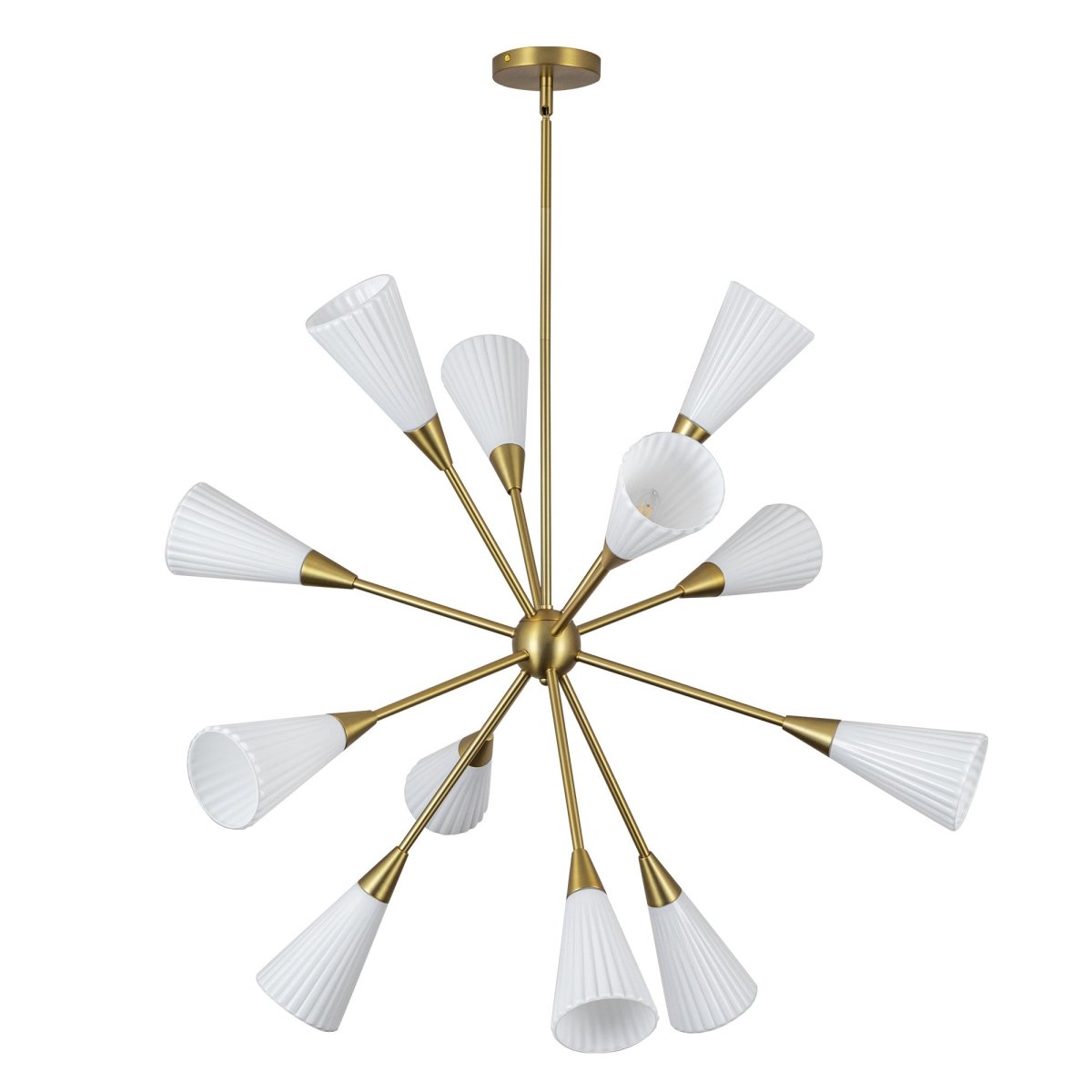 Chandelier Cosmo - Gold Gold / Verre d'opale côtelée en or brossé by Alora Lighting | Luminaires & cie