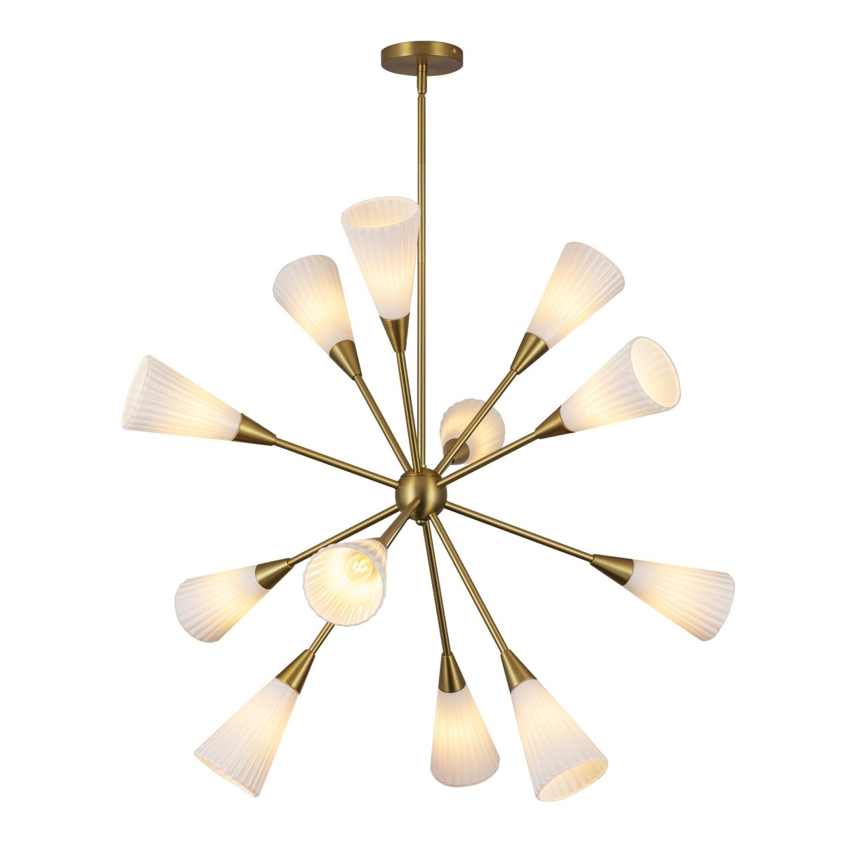 Chandelier Cosmo - Gold Gold / Verre d'opale côtelée en or brossé by Alora Lighting | Luminaires & cie
