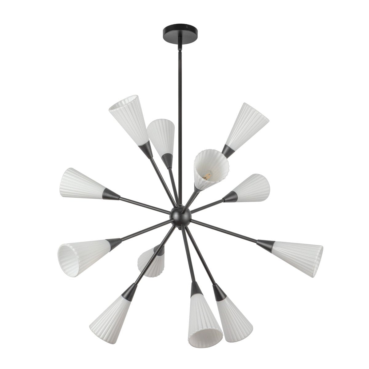 Chandelier Cosmo - Verre d'opale côtelée noir / brillant noir by Alora Lighting | Luminaires & cie