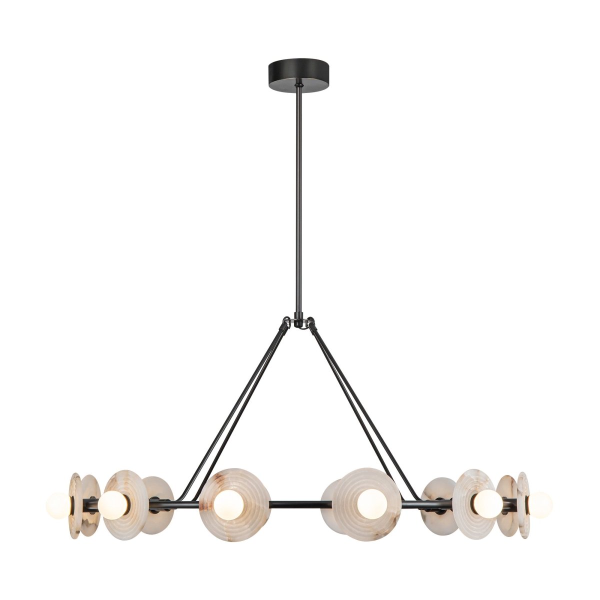 Chandelier Dahlia - Bronze / Albâtre urbain by Alora Lighting | Luminaires & cie