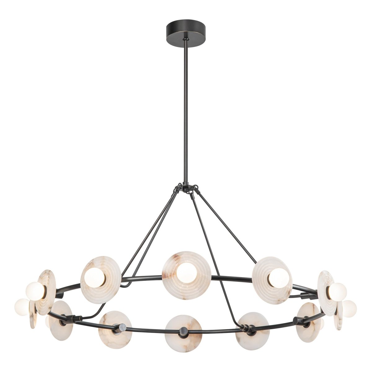 Chandelier Dahlia - Bronze / Albâtre urbain by Alora Lighting | Luminaires & cie
