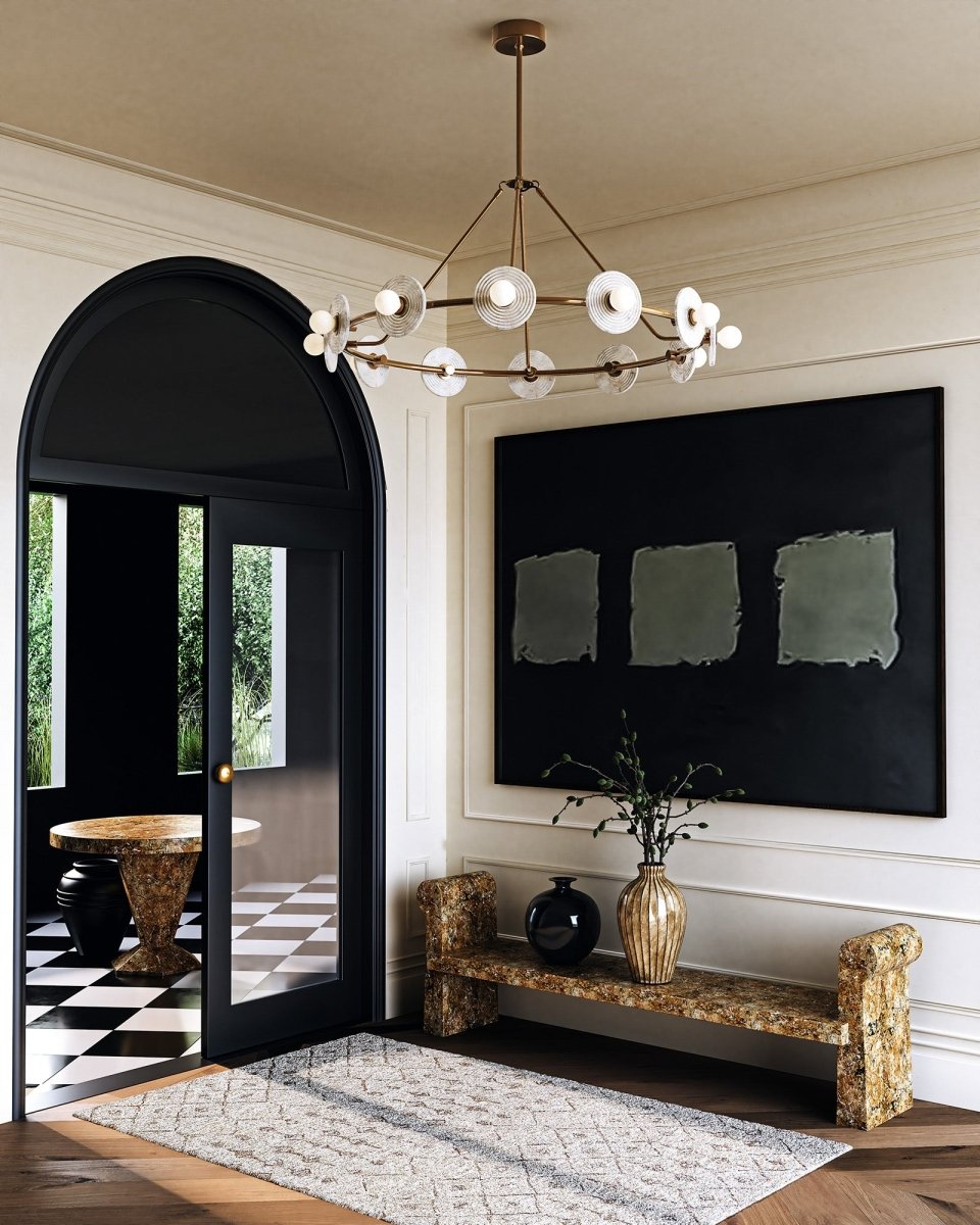 Chandelier Dahlia - Laiton / albâtre vintage by Alora Lighting | Luminaires & cie