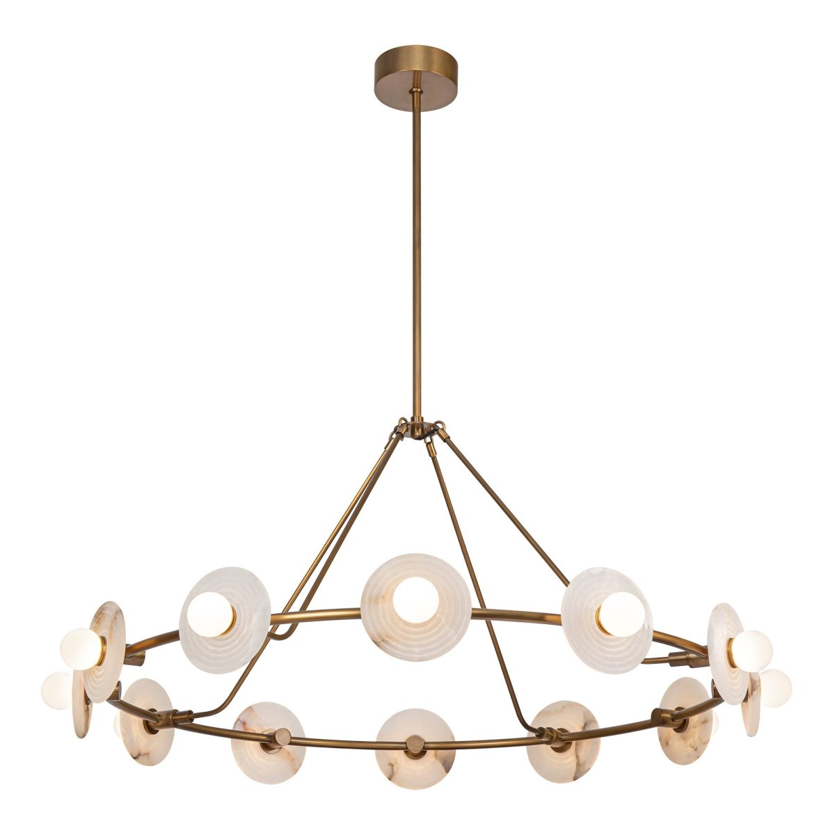 Chandelier Dahlia - Laiton / albâtre vintage by Alora Lighting | Luminaires & cie