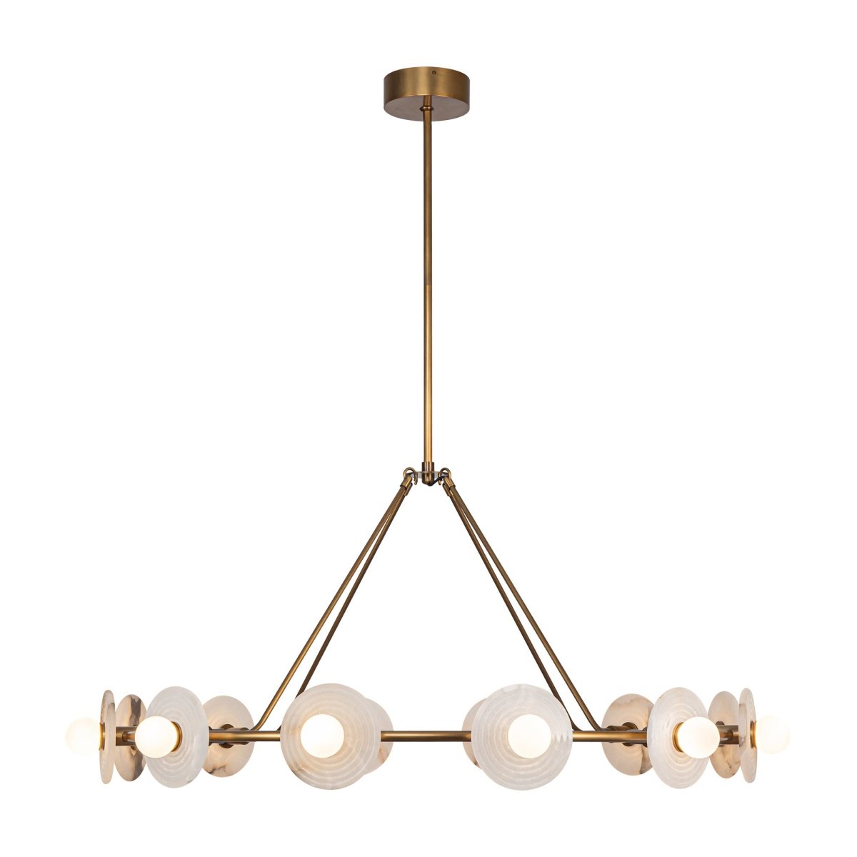 Chandelier Dahlia - Laiton / albâtre vintage by Alora Lighting | Luminaires & cie