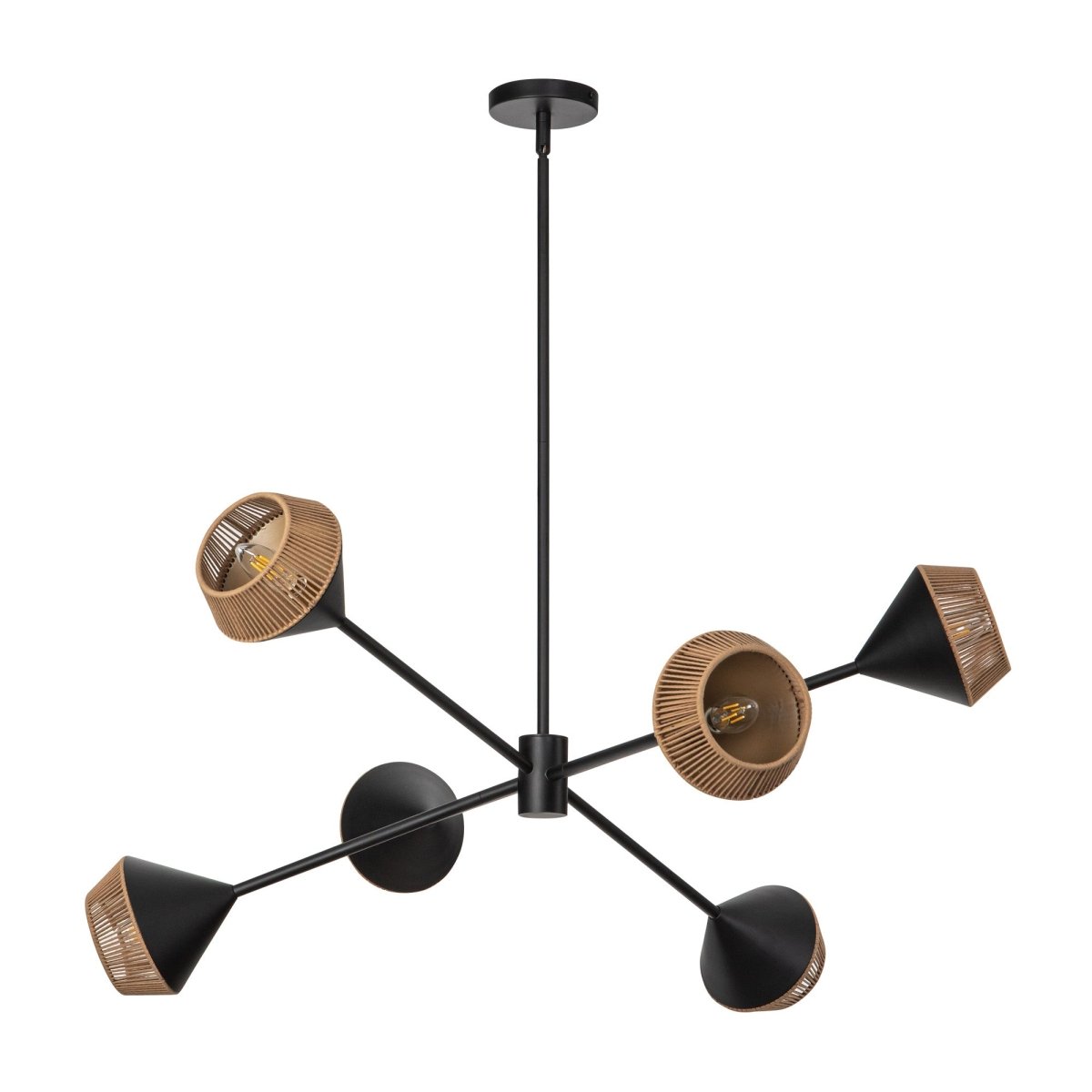 Chandelier Daphne - Corde de coton noir / marron mat by Alora Lighting | Luminaires & cie