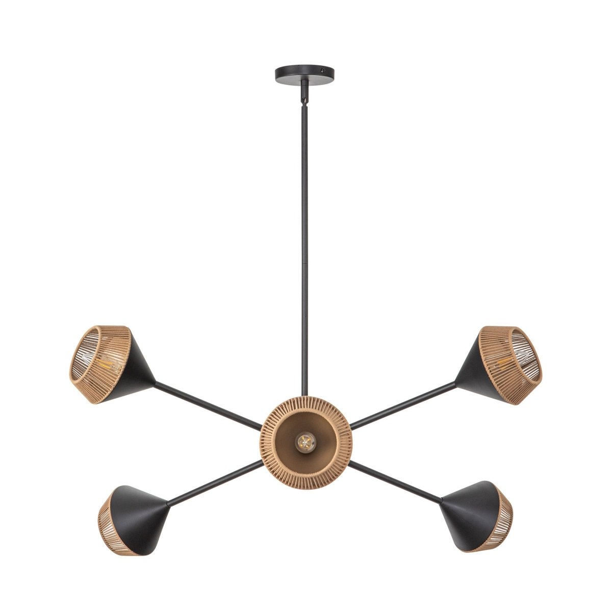 Chandelier Daphne - Corde de coton noir / marron mat by Alora Lighting | Luminaires & cie