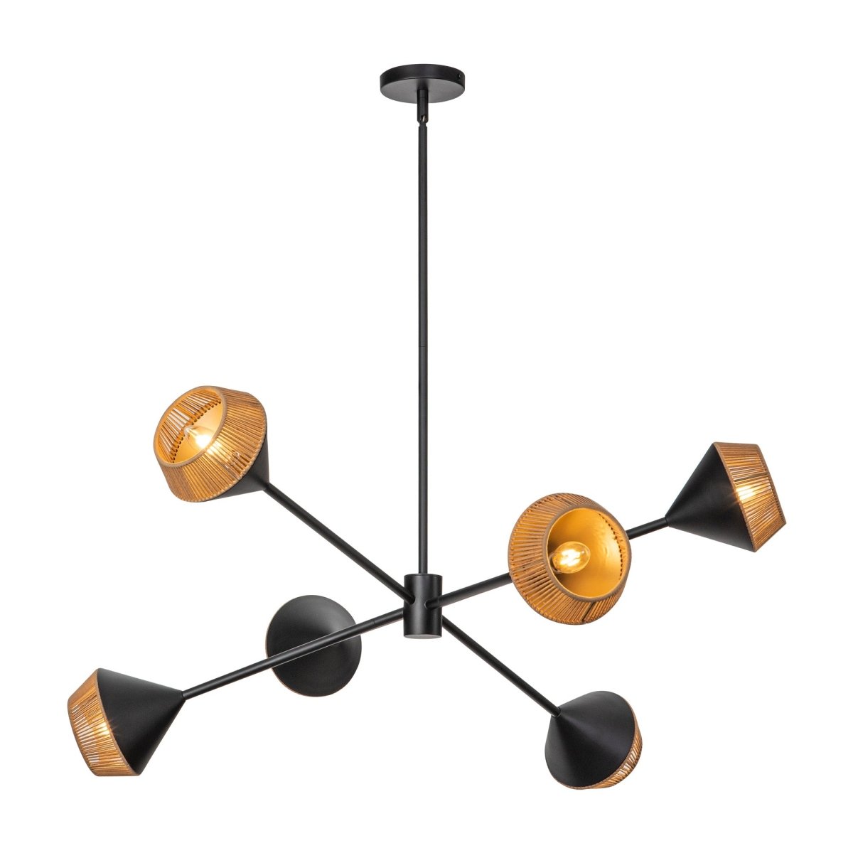 Chandelier Daphne - Corde de coton noir / marron mat by Alora Lighting | Luminaires & cie
