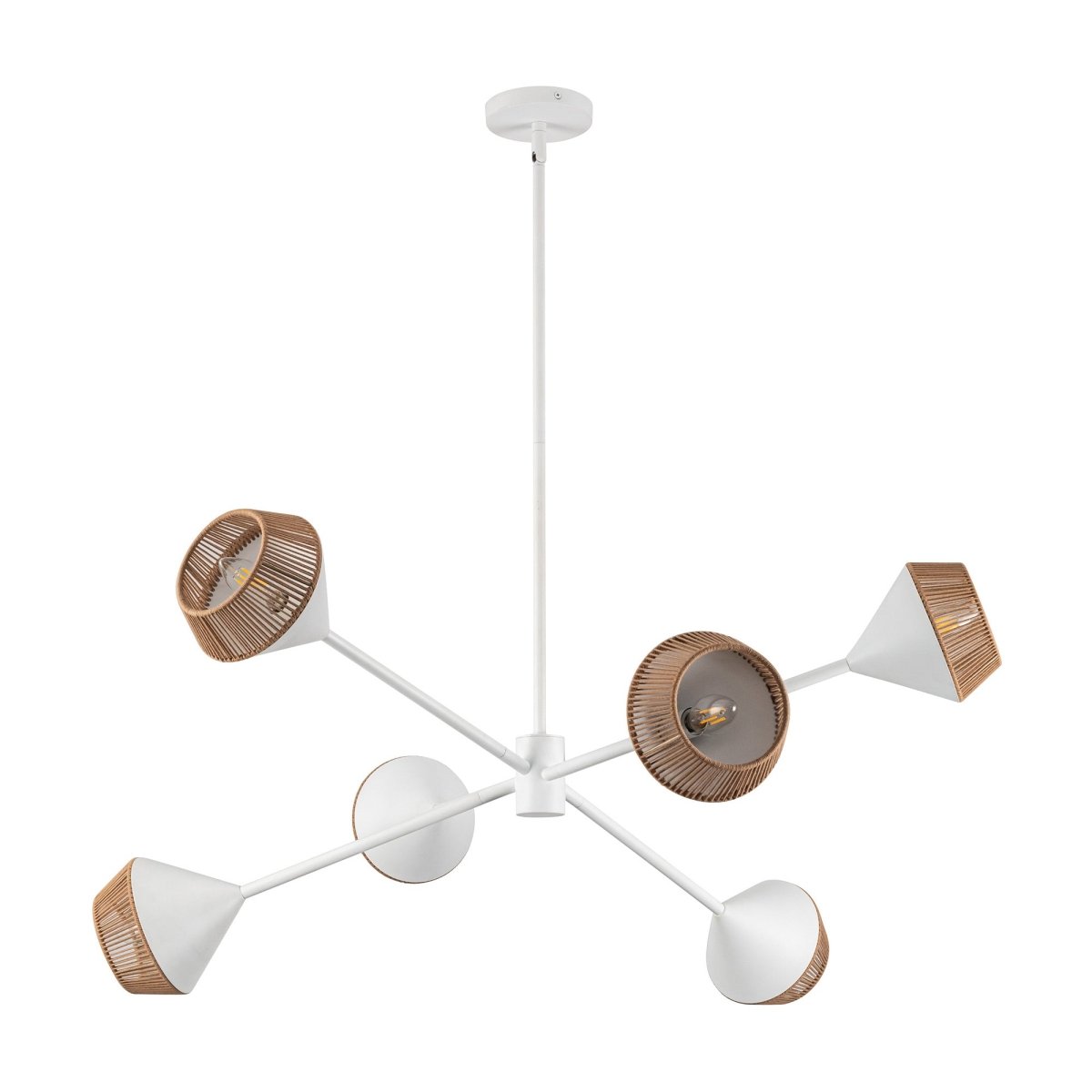 Chandelier Daphne - Corde de coton blanc / marron by Alora Lighting | Luminaires & cie