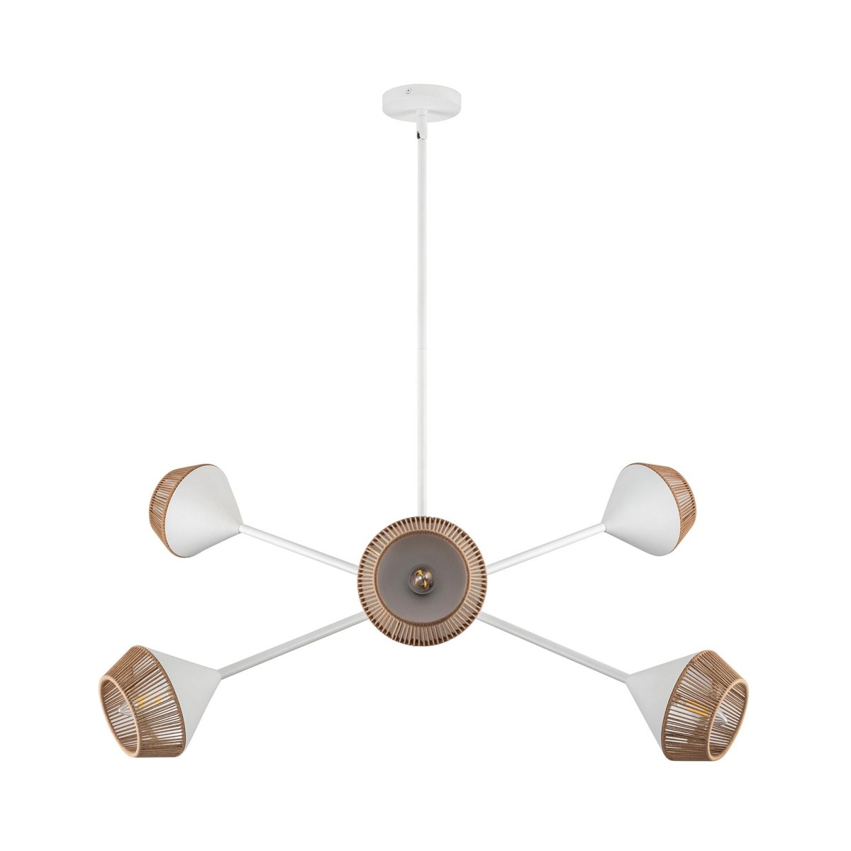 Chandelier Daphne - Corde de coton blanc / marron by Alora Lighting | Luminaires & cie
