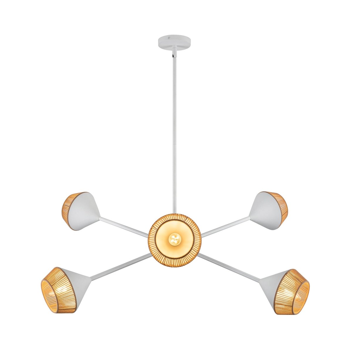 Chandelier Daphne - Corde de coton blanc / marron by Alora Lighting | Luminaires & cie