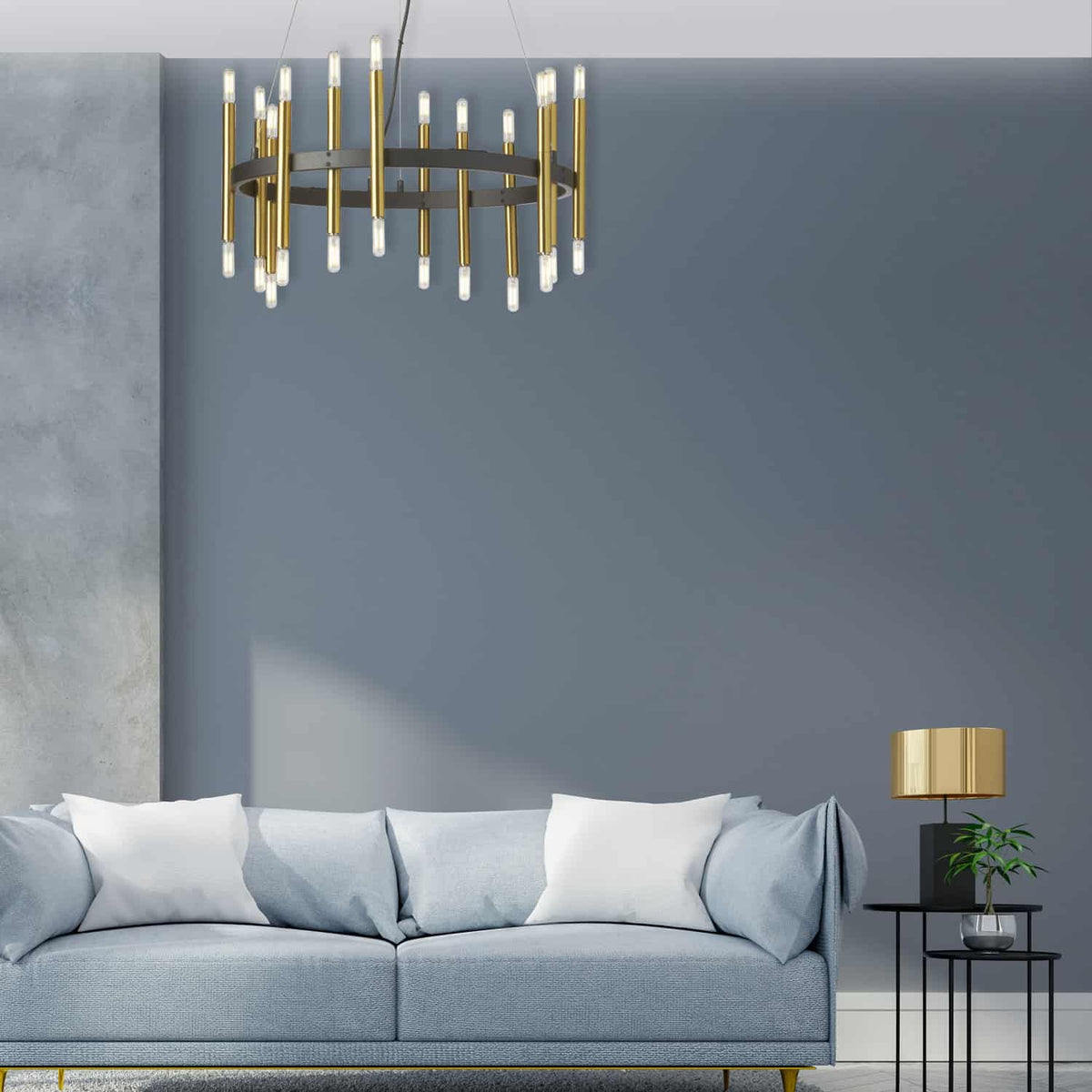 Lustre Derry Noir mat et Laiton vieilli – vue 2