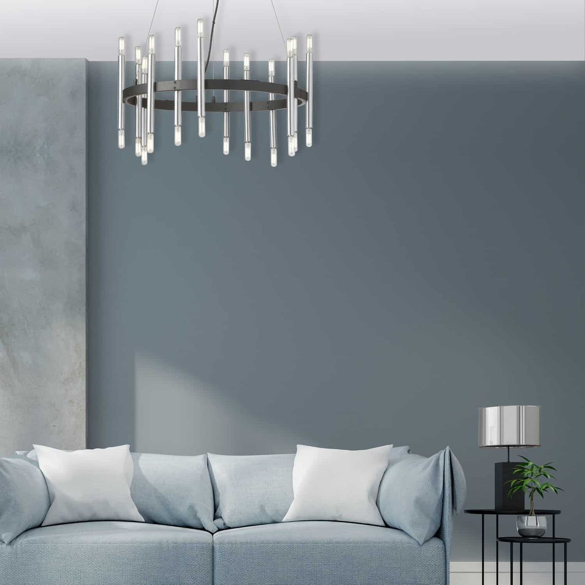 Lustre Derry Noir mat et Chrome poli – vue 2
