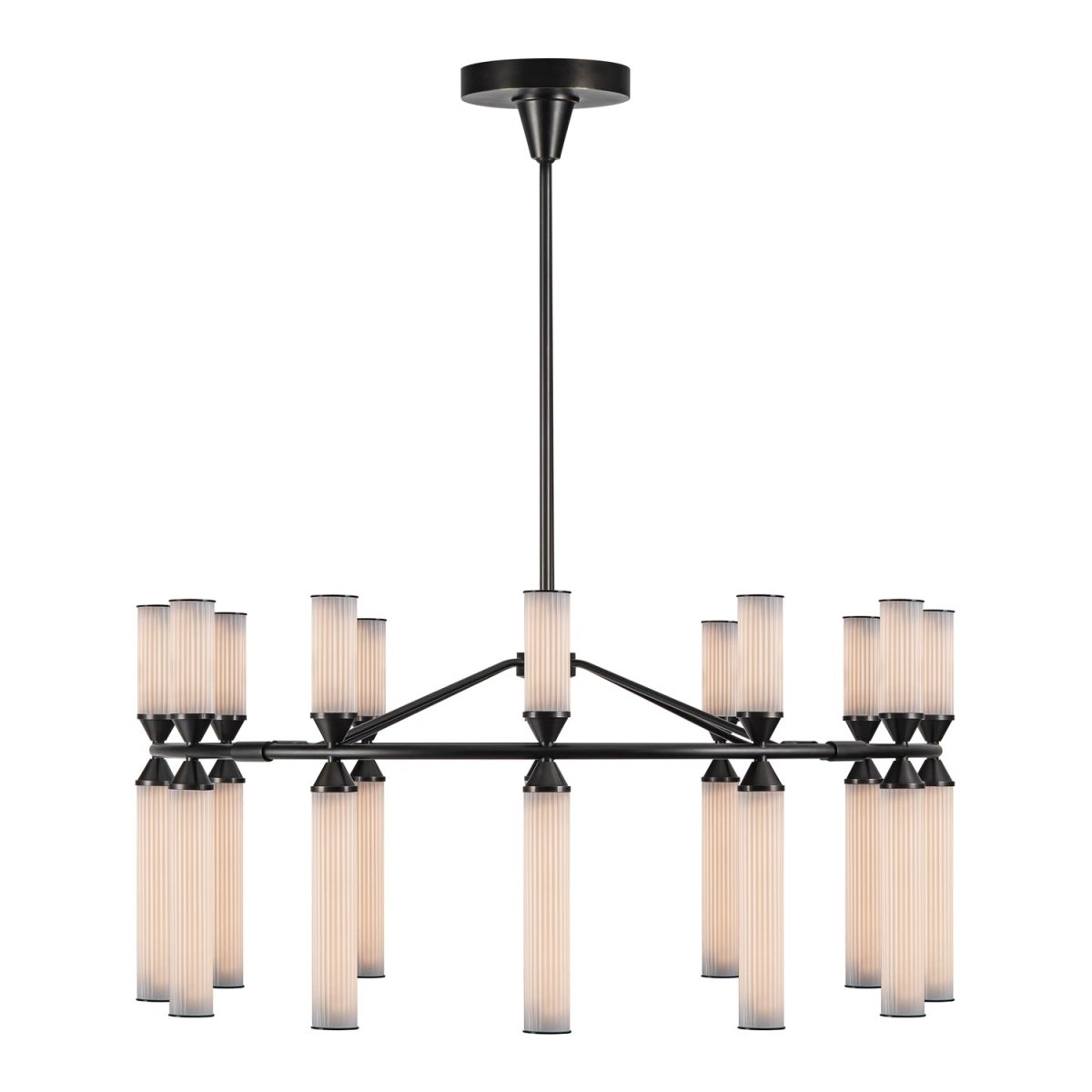 Chandelier Edwin - Bronze urbain / verre côtelé givré by Alora Lighting | Luminaires & cie