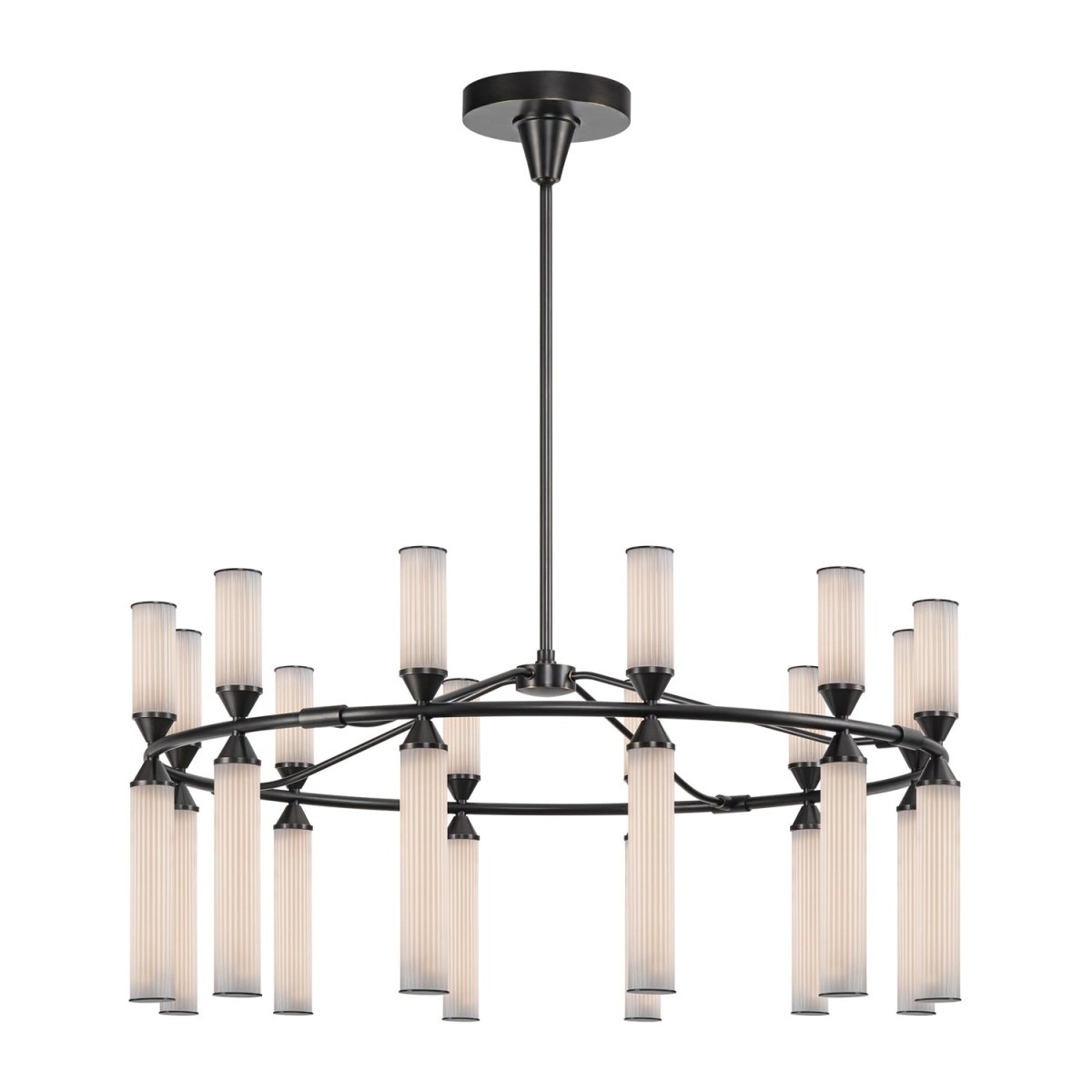 Chandelier Edwin - Bronze urbain / verre côtelé givré by Alora Lighting | Luminaires & cie