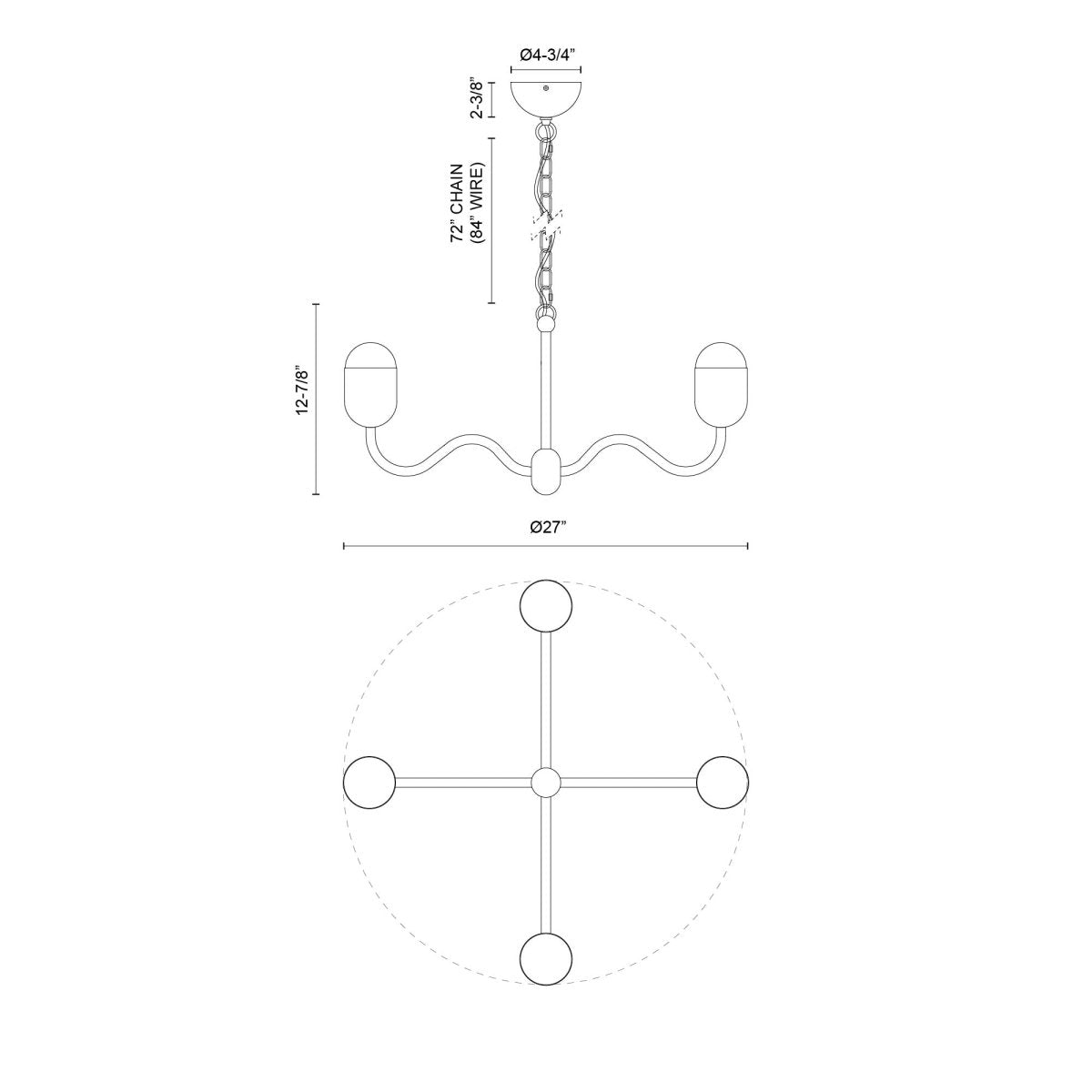 Chandelier Effie - Verre blanc / opale antique 27" by Alora Lighting | Luminaires & cie