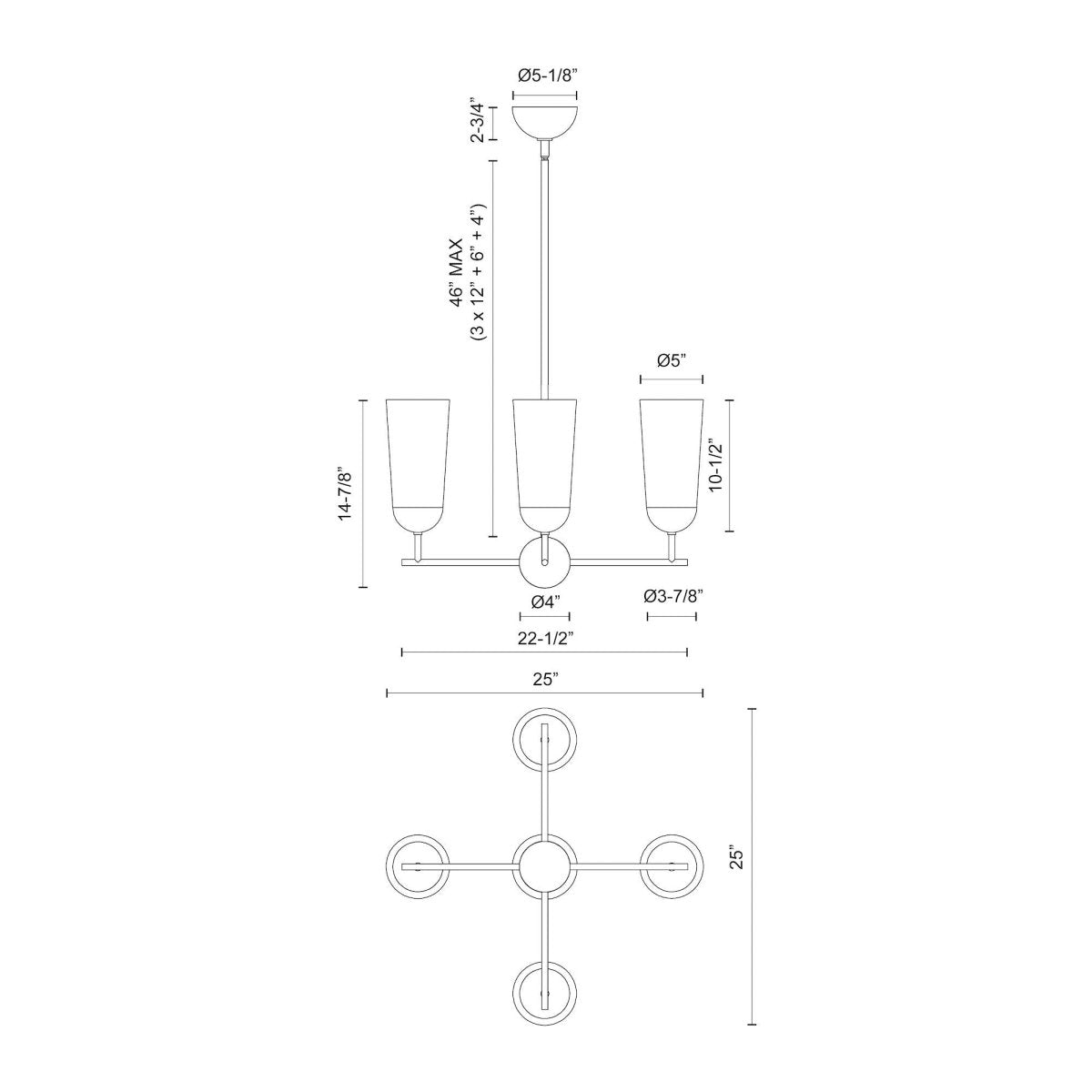 Chandelier Emil - Or / noix vieillis by Alora Lighting | Luminaires & cie