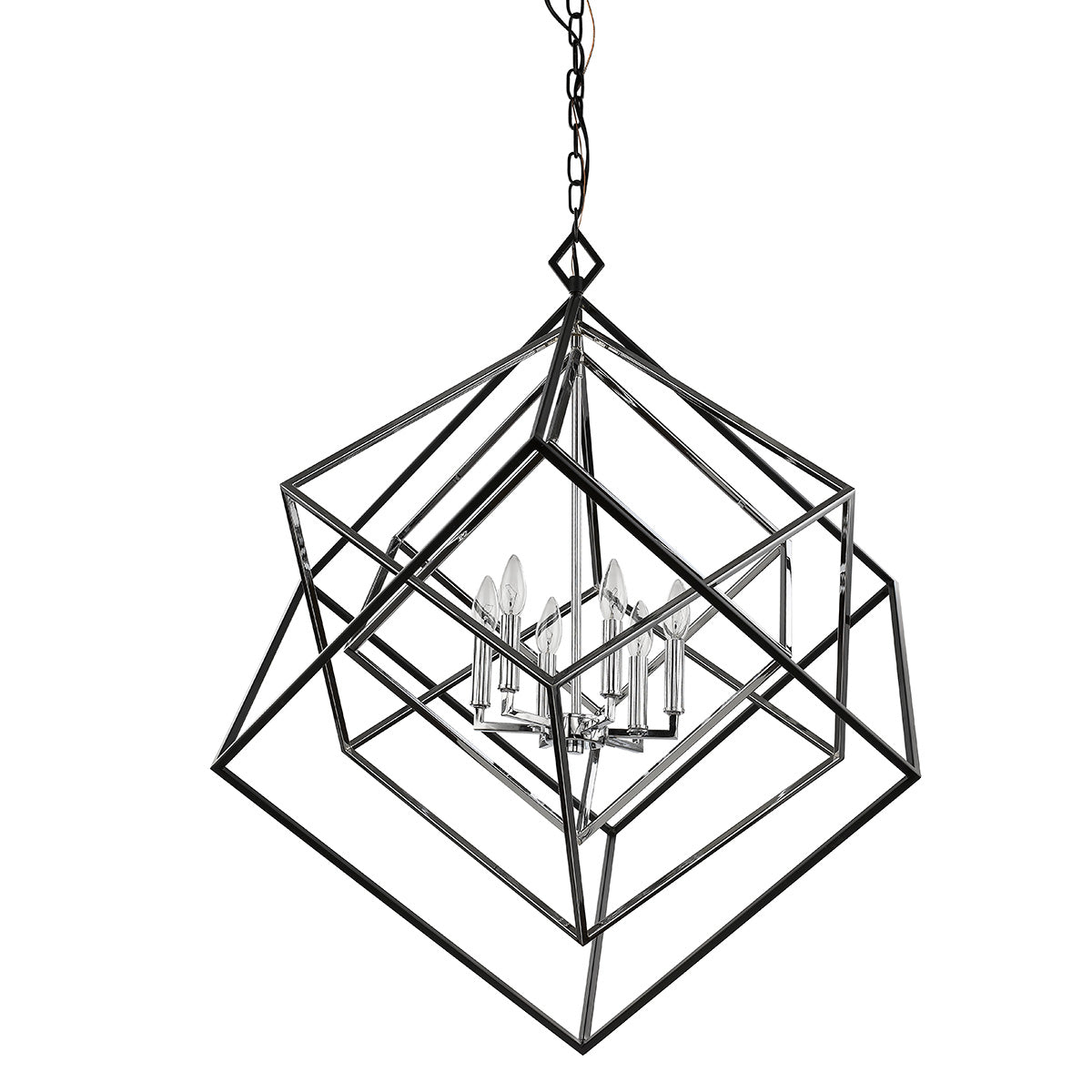 Chandelier Euclid - Chrome + Noir mat 35 1/2" by Z - Lite | Luminaires & cie