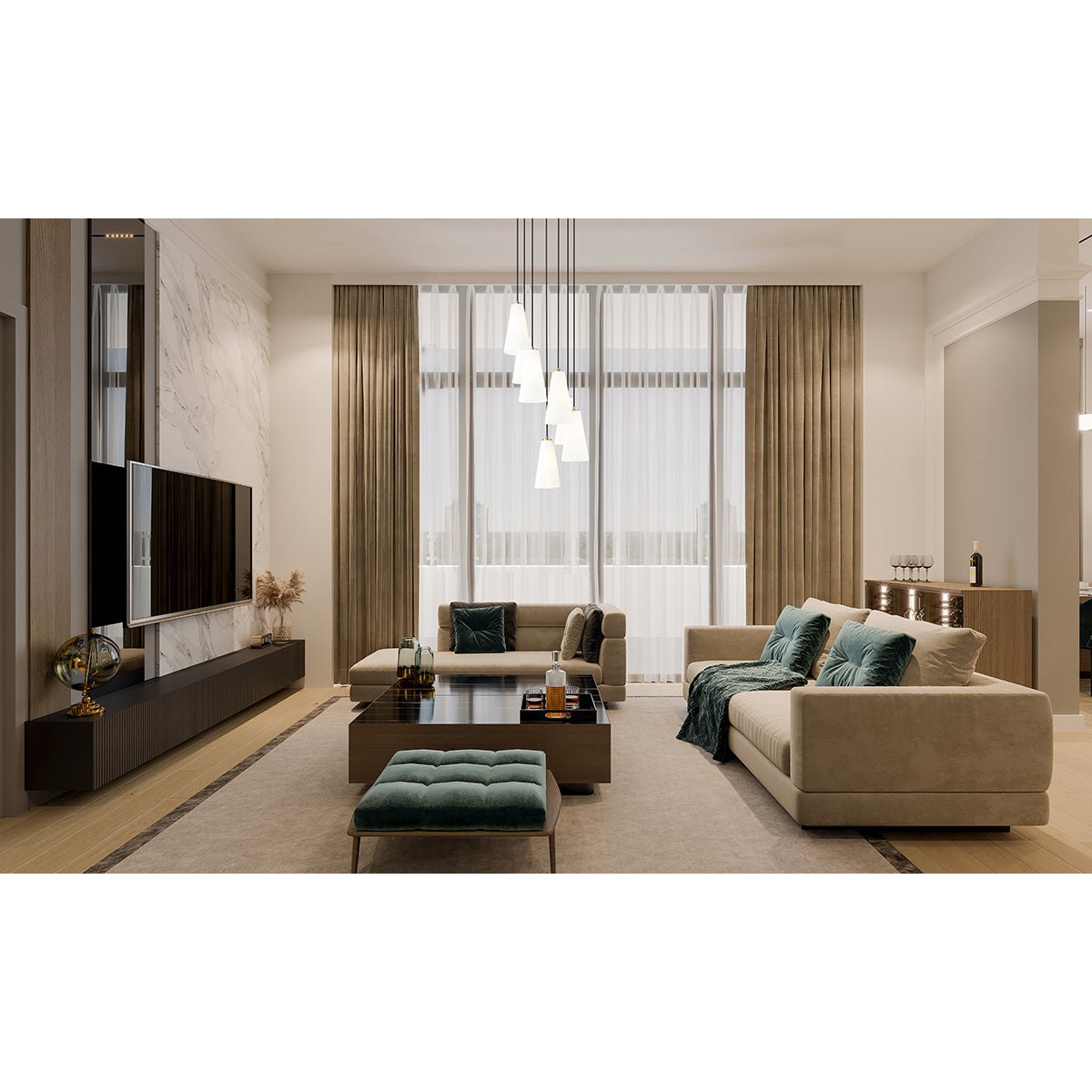 Chandelier Farrell - Or moderne 18" 13 3/4" by Z - Lite | Luminaires & cie
