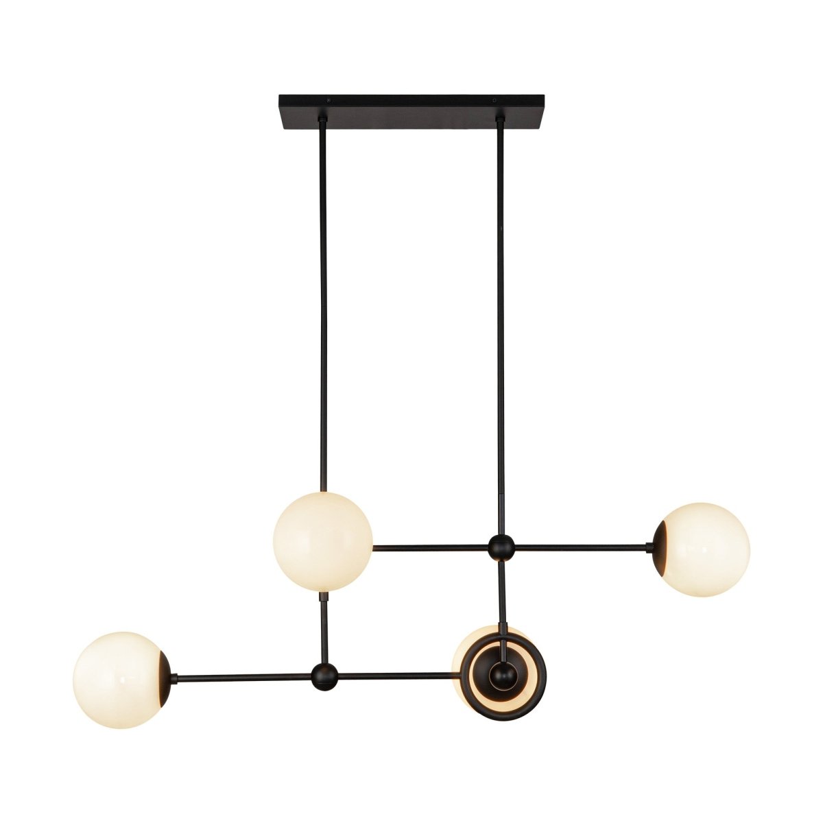 Chandelier Fiore - Verre d'opale noir / brillant mat by Alora Lighting | Luminaires & cie