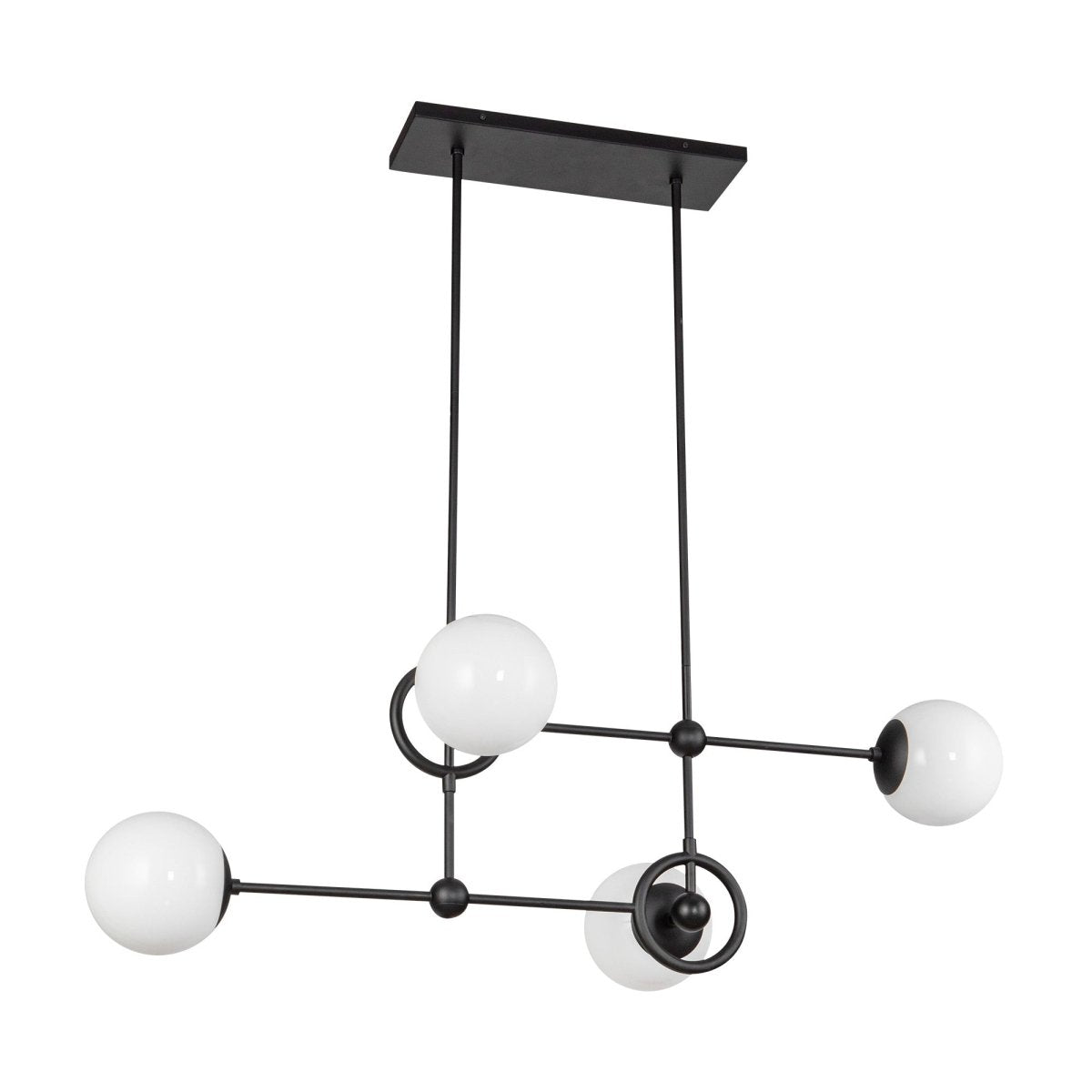 Chandelier Fiore - Verre d'opale noir / brillant mat by Alora Lighting | Luminaires & cie