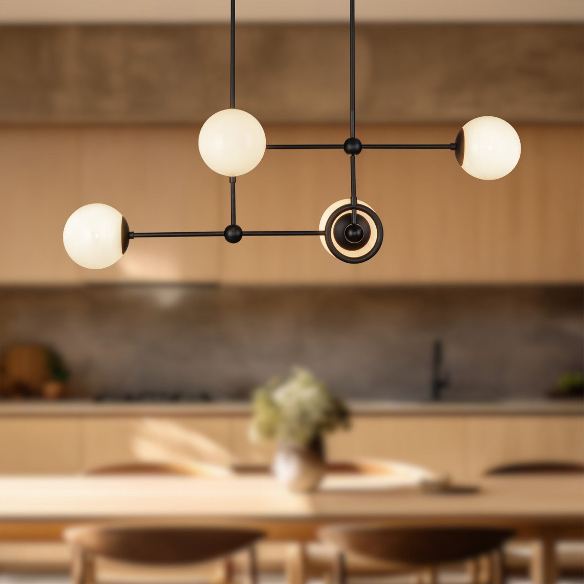 Chandelier Fiore - Verre d'opale noir / brillant mat by Alora Lighting | Luminaires & cie