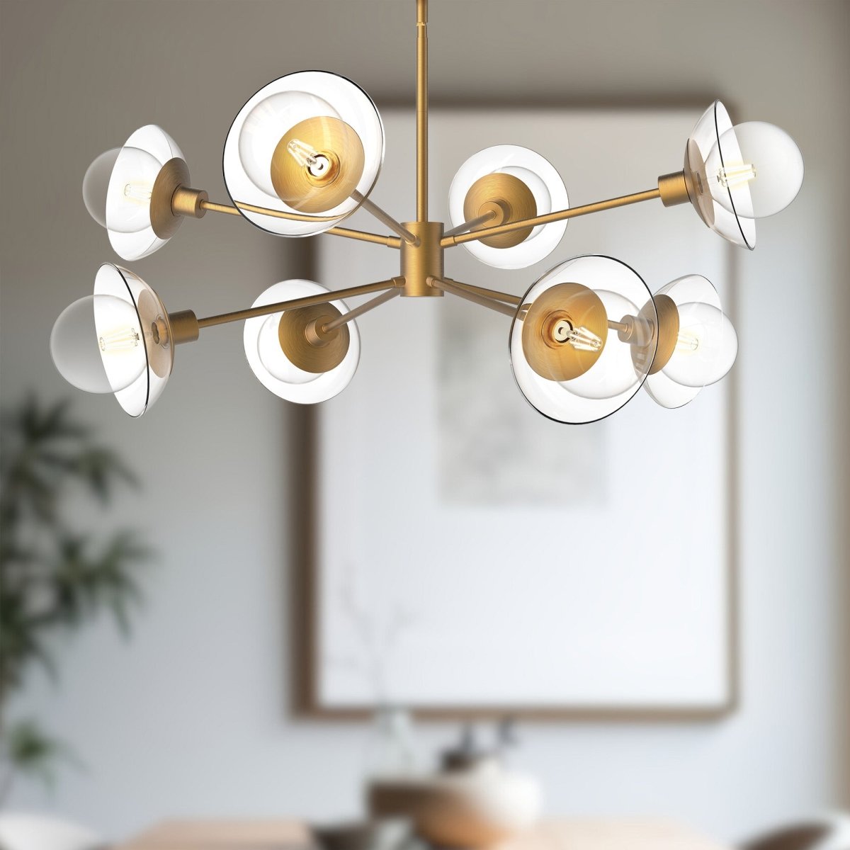 Chandelier Francesca - Verre d'or / transparent âgé by Alora Lighting | Luminaires & cie
