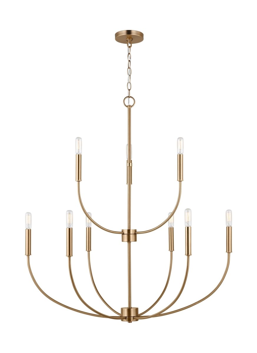 Chandelier Greenwich - Laiton satiné 32" Ampoules DEL incluses by Visual Comfort Studio | Luminaires & cie