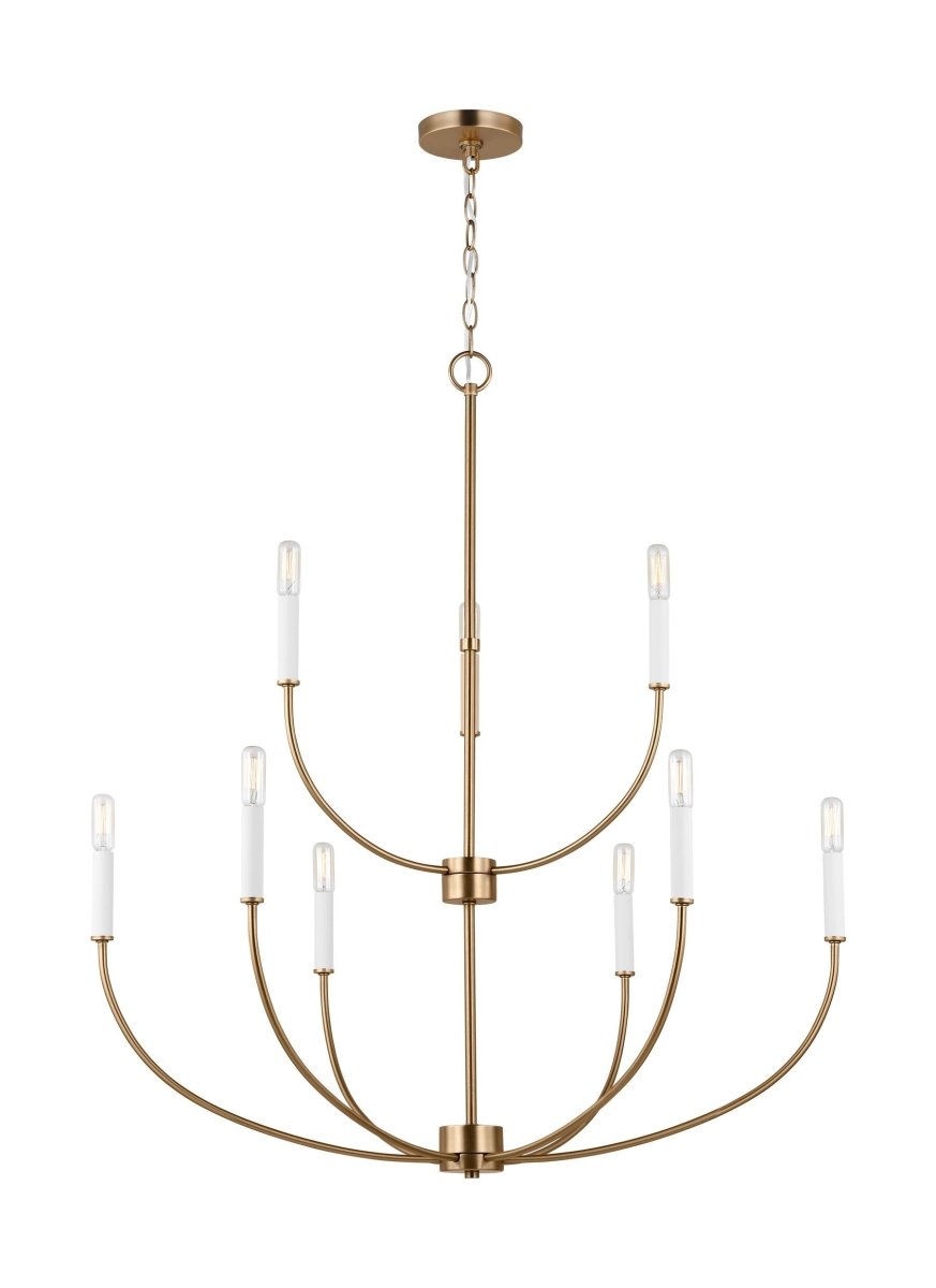 Chandelier Greenwich - Laiton satiné 32" Ampoules DEL incluses by Visual Comfort Studio | Luminaires & cie