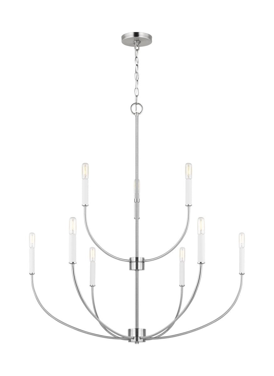 Chandelier Greenwich - Nickel brossé 32" Ampoules DEL incluses by Visual Comfort Studio | Luminaires & cie