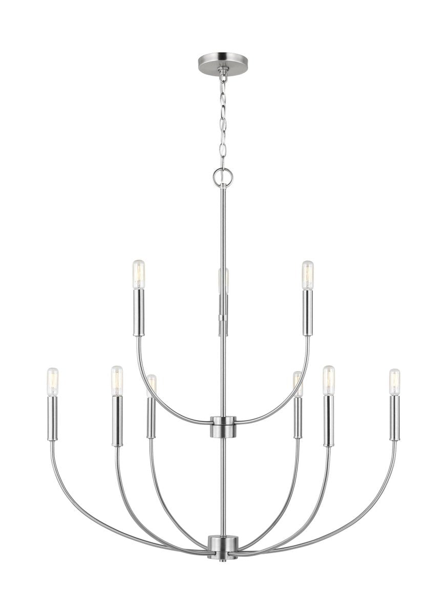 Chandelier Greenwich - Nickel brossé 32" Ampoules DEL incluses by Visual Comfort Studio | Luminaires & cie