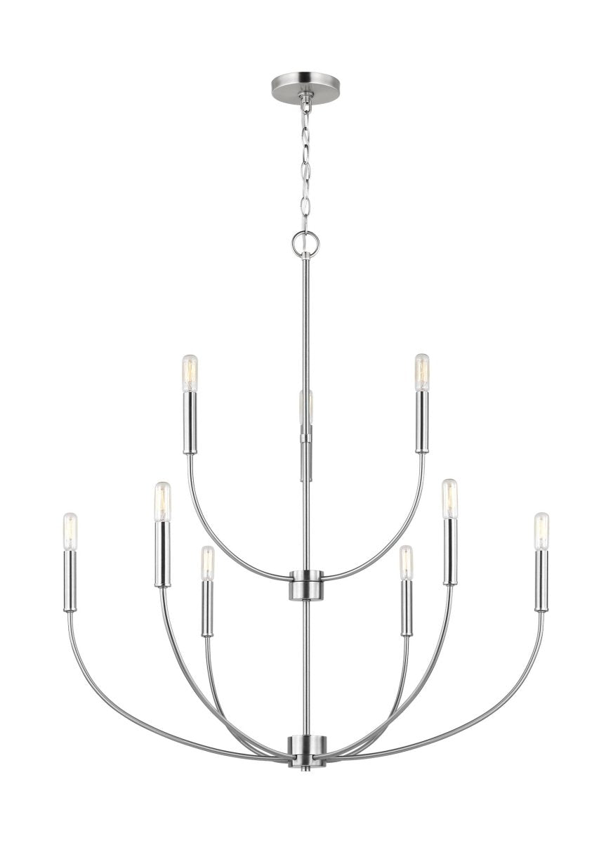 Chandelier Greenwich - Nickel brossé 32" Ampoules DEL incluses by Visual Comfort Studio | Luminaires & cie