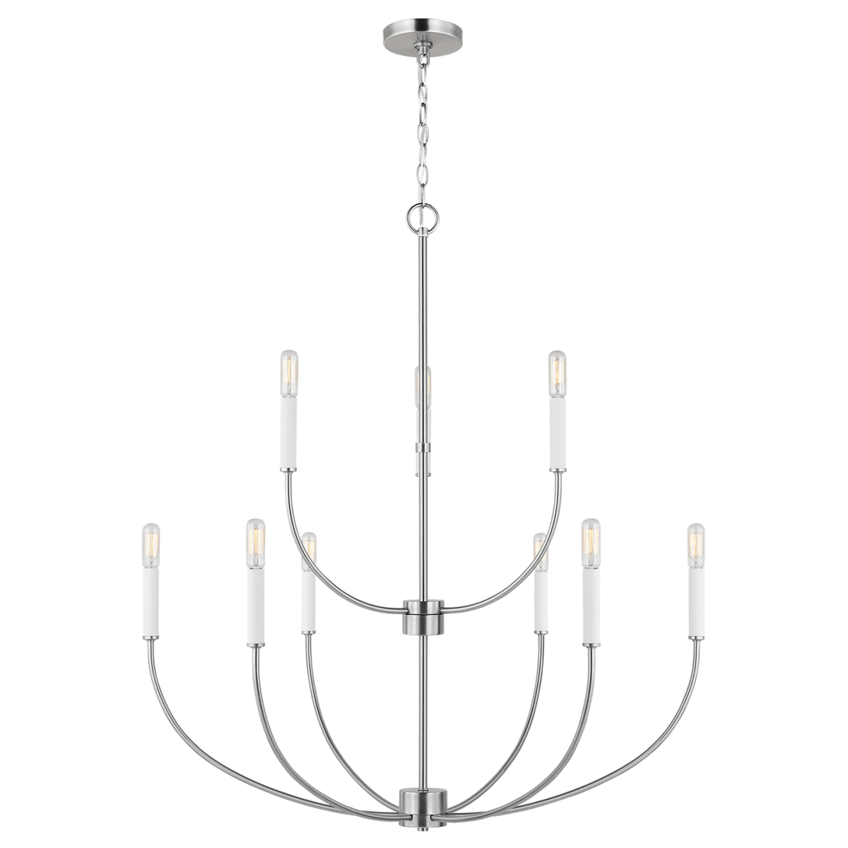 Chandelier Greenwich - Nickel brossé 32" Ampoules DEL incluses by Visual Comfort Studio | Luminaires & cie