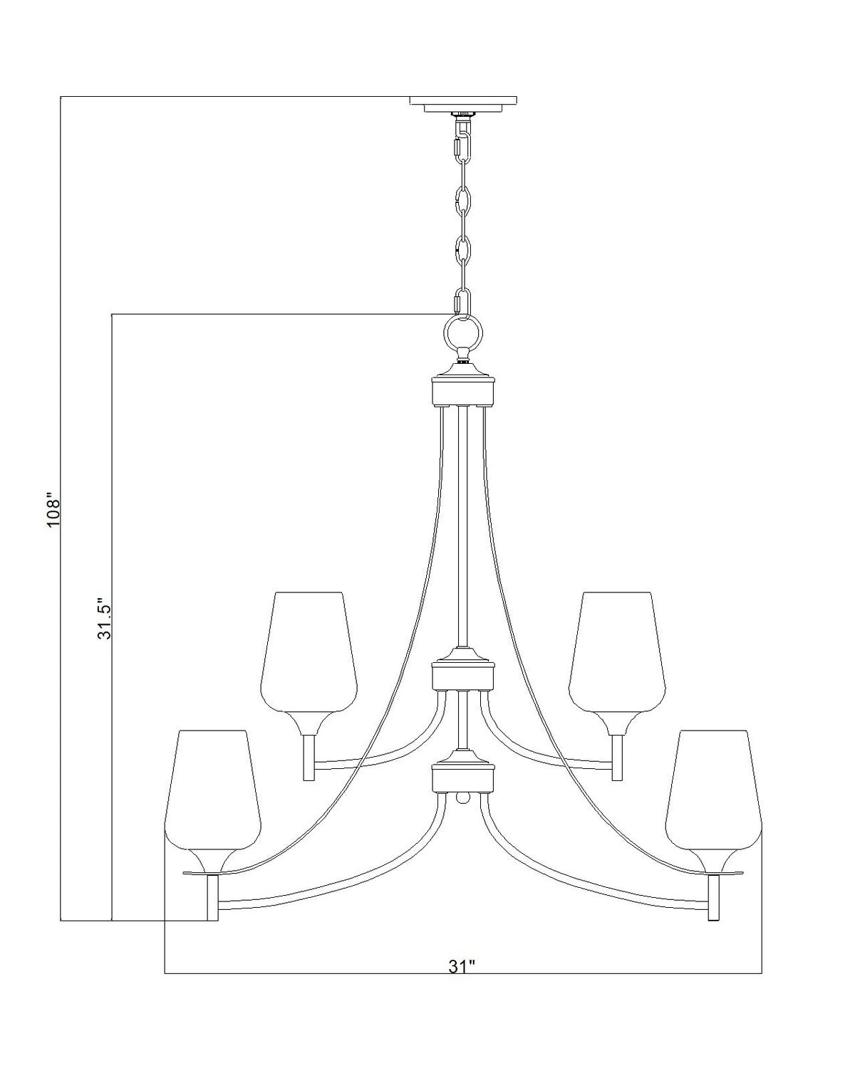 Lustre Joliet Laiton bruni, 31" – vue 7