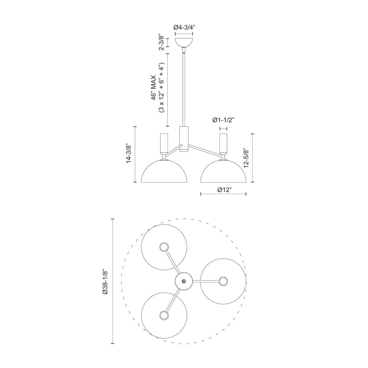 Chandelier Jude - Gold / verre clair brossé by Alora Lighting | Luminaires & cie