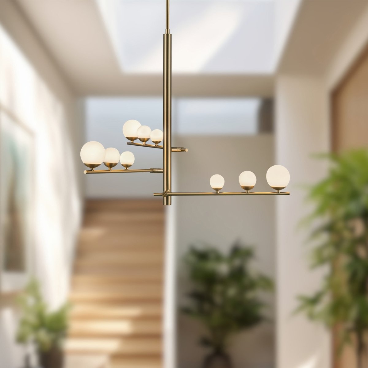 Chandelier Juniper - Gold - or / Verre d'Opale 19" by Kuzco Lighting | Luminaires & cie
