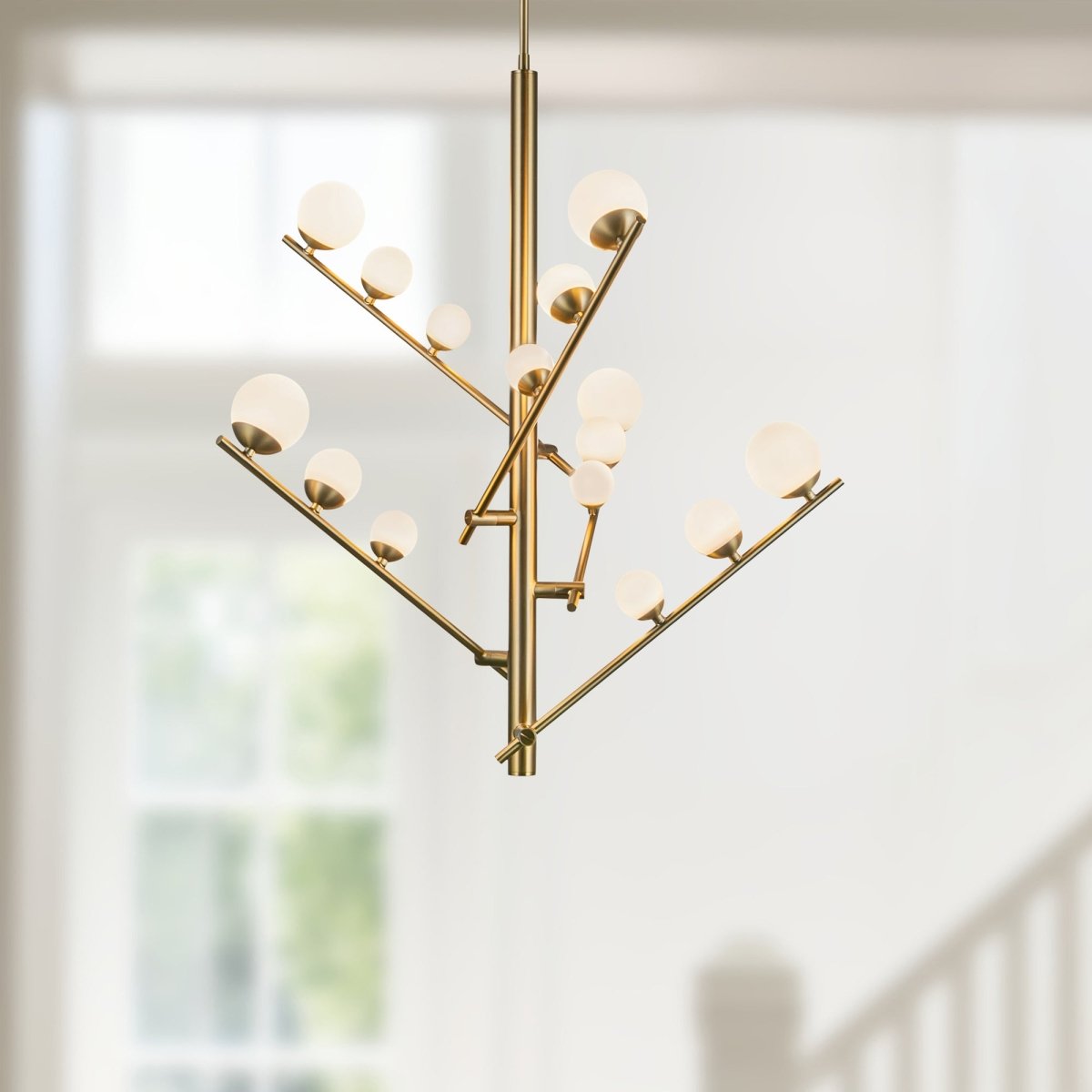 Chandelier Juniper - Gold - or / Verre d'Opale 18" by Kuzco Lighting | Luminaires & cie
