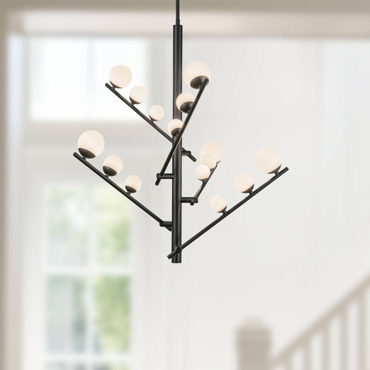 Chandelier Juniper - Verre noir / opale 18" by Kuzco Lighting | Luminaires & cie