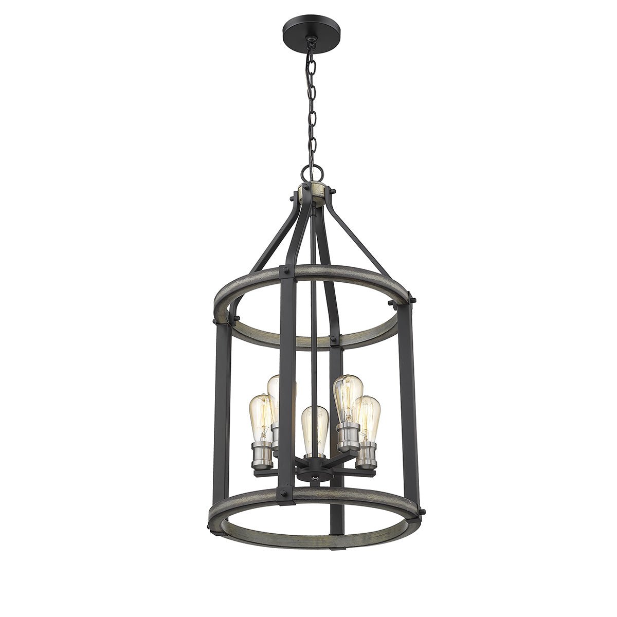 Chandelier Kirkland - Bois de grange cendré 16" Avec cage by Z - Lite | Luminaires & cie