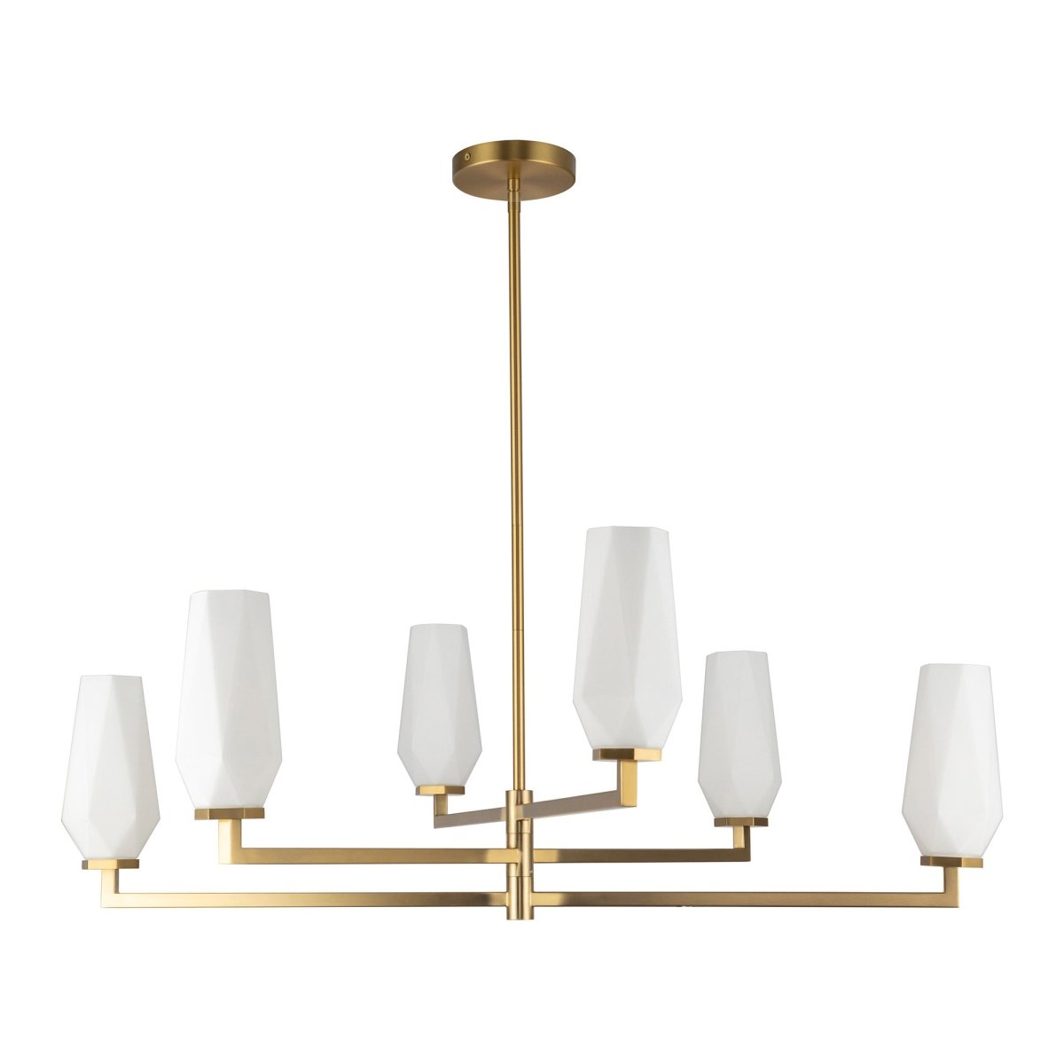 Chandelier Krysta - Gold - or / Verre d'Opale by Alora Lighting | Luminaires & cie
