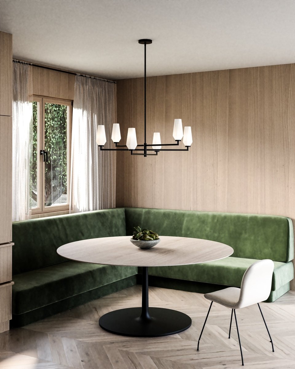 Chandelier Krysta - Verre noir / opale mat by Alora Lighting | Luminaires & cie