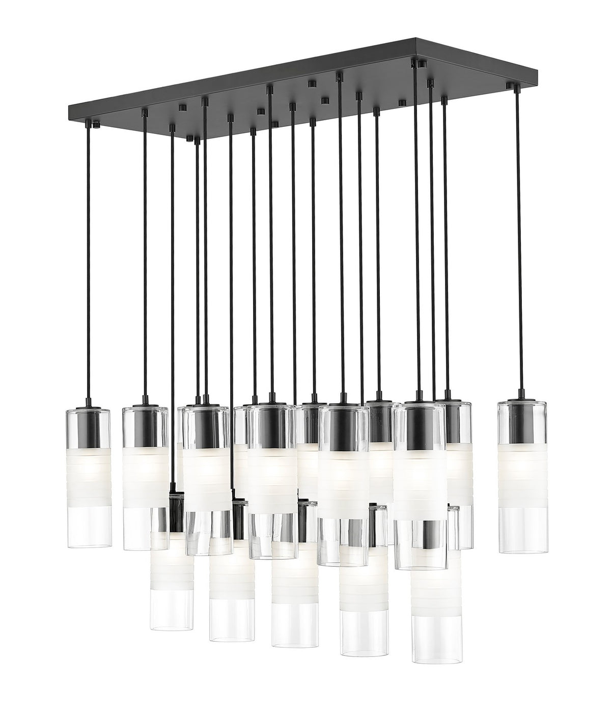 Suspension linéaire multiple Alton Noir mat, nombre ampoules 17 – Z-Lite