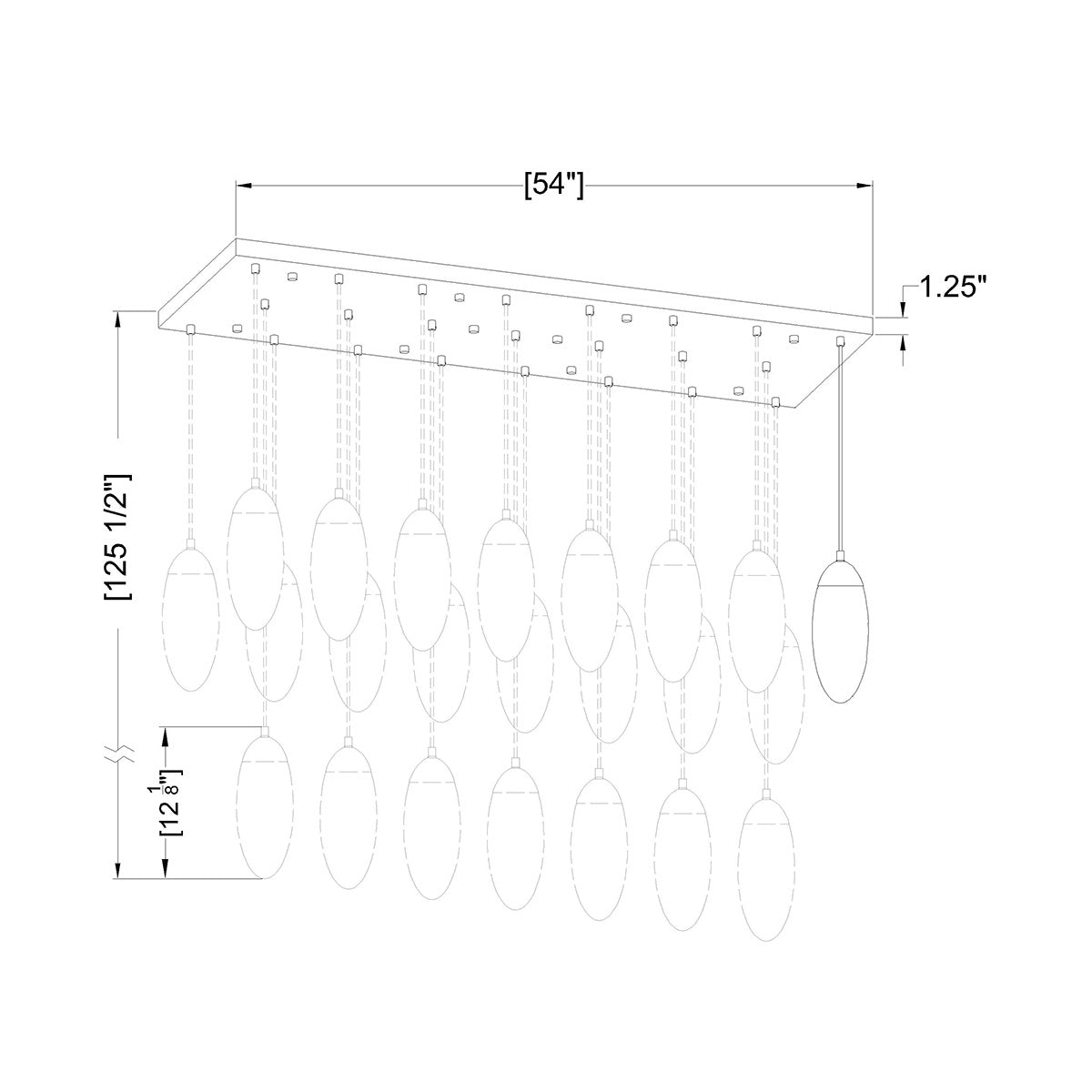 Chandelier linéaire Arden - Nickel brossé 54" 18" by Z - Lite | Luminaires & cie