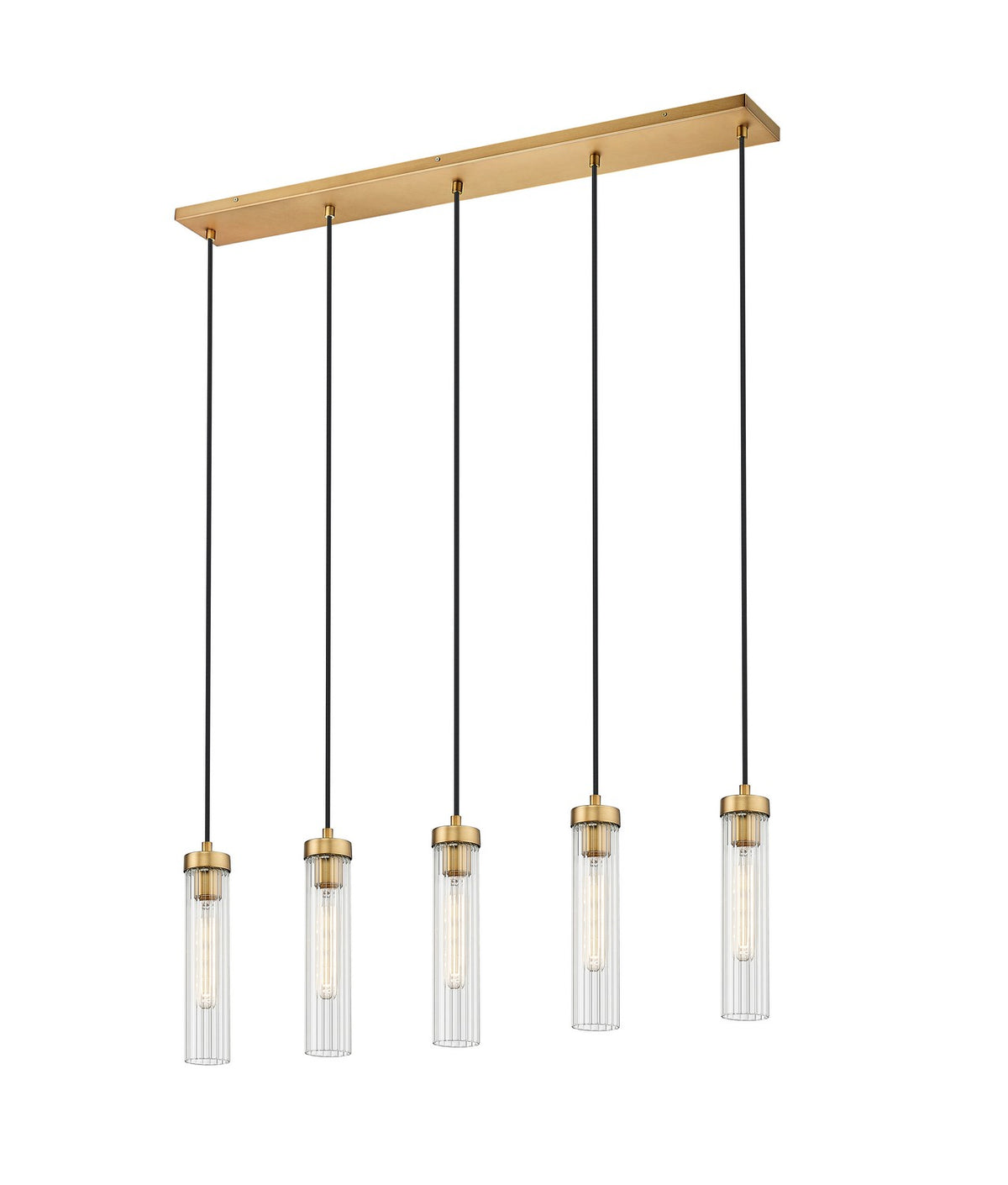 Suspension linéaire multiple Beau Laiton frotté, nombre ampoules 5 – Z-Lite
