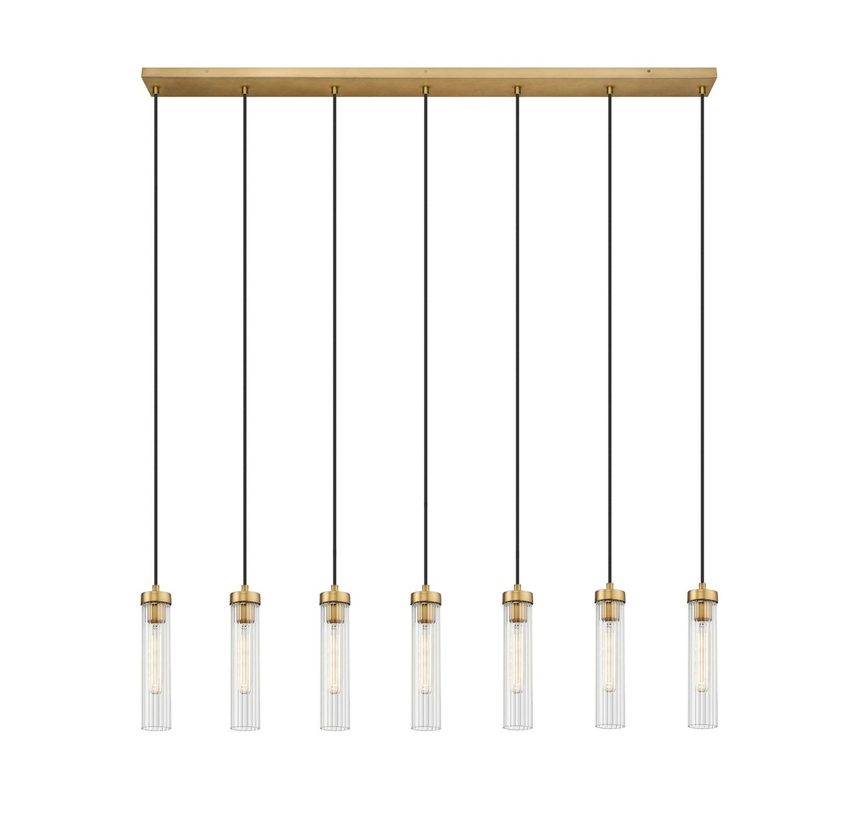 Suspension linéaire multiple Beau Laiton frotté, nombre ampoules 7 – Z-Lite