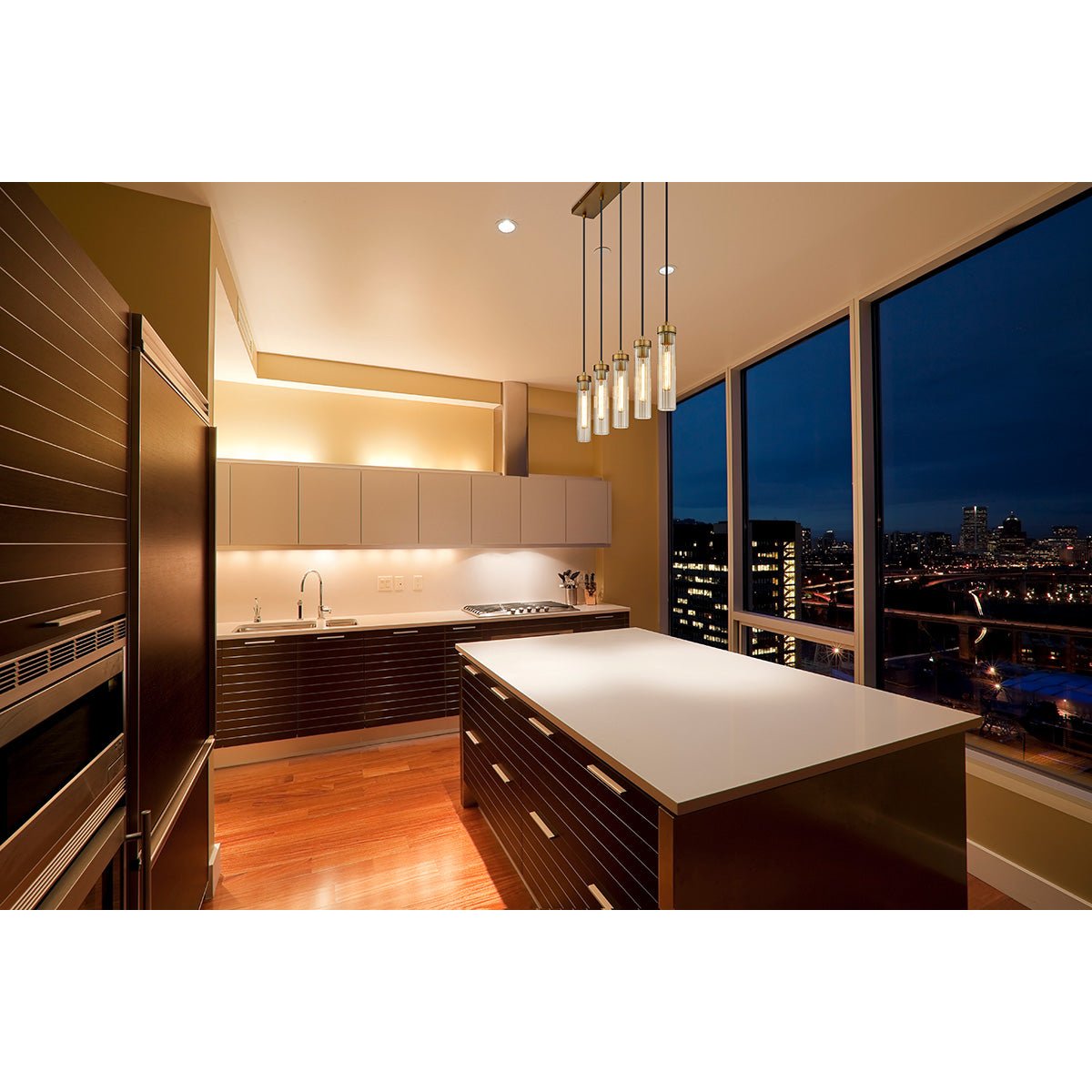 Chandelier linéaire Beau - Laiton frotté 42" 4 3/4" by Z - Lite | Luminaires & cie
