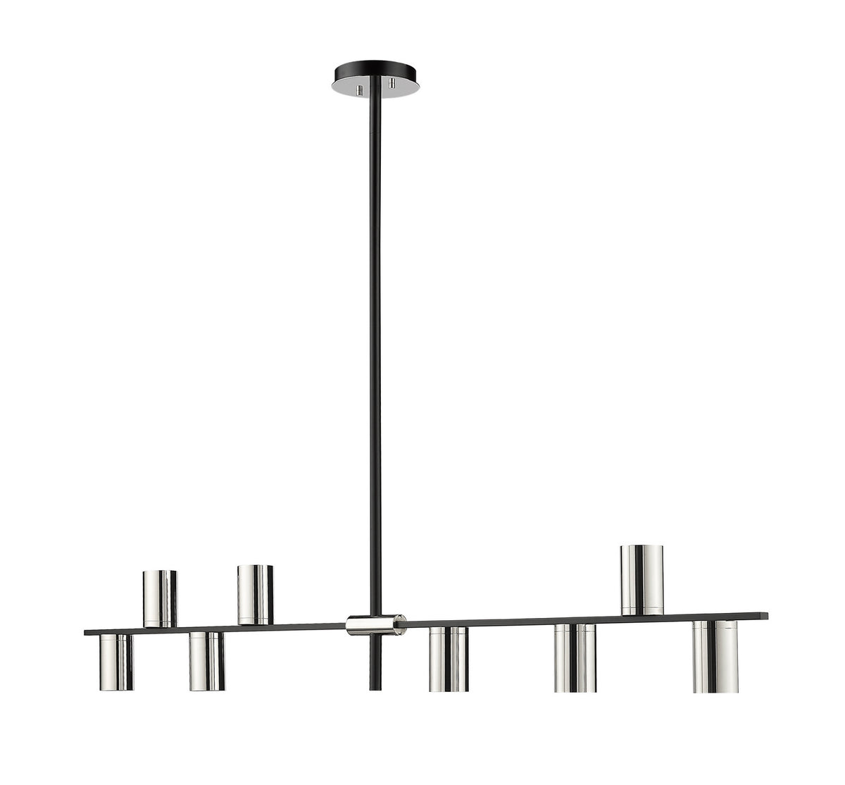 Suspension linéaire Calumet Noir mat + Nickel poli, nombre ampoules 8 – Z-Lite
