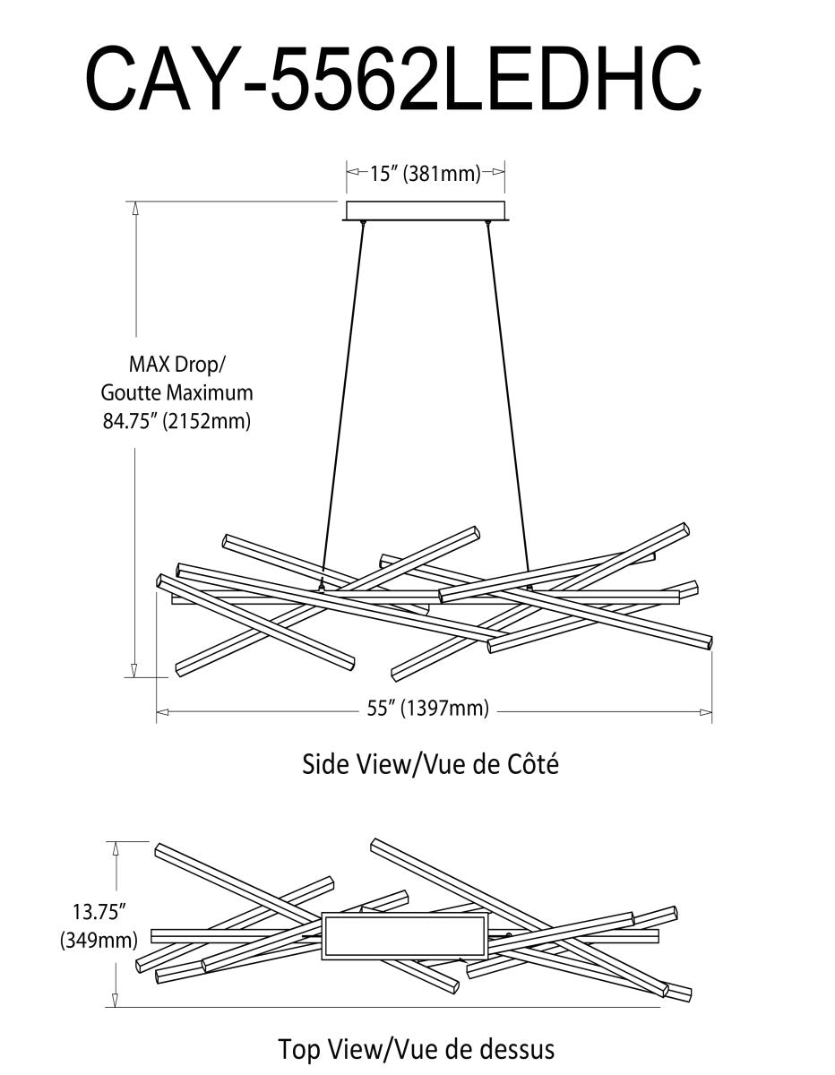 Chandelier linéaire Carly - Laiton vieilli by Dainolite | Luminaires & cie