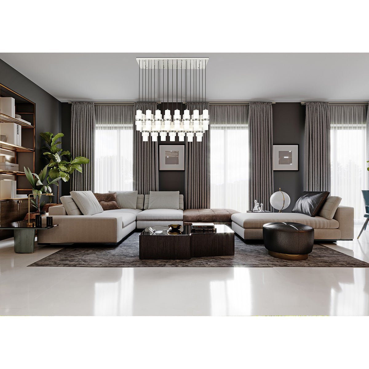 Chandelier linéaire Cayden - Nickel brossé 54" 18" by Z - Lite | Luminaires & cie