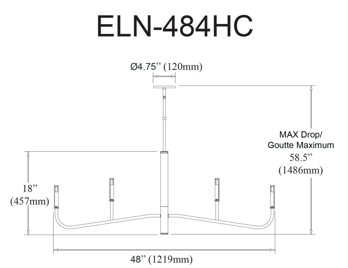 Chandelier linéaire Eleanor - Noir mat Sans abat - jour by Dainolite | Luminaires & cie