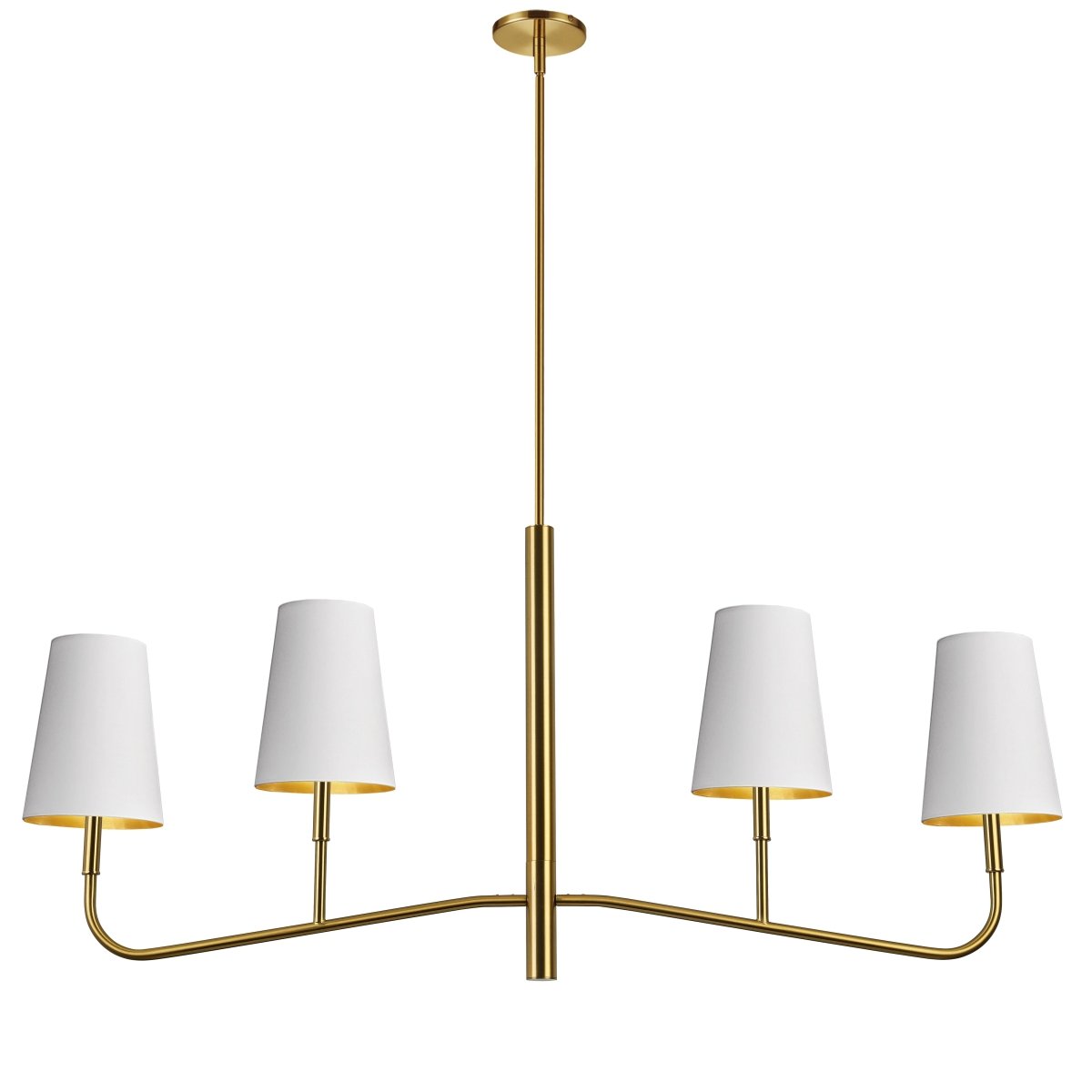 Chandelier linéaire Eleanor - Laiton vieilli Blanc et or by Dainolite | Luminaires & cie